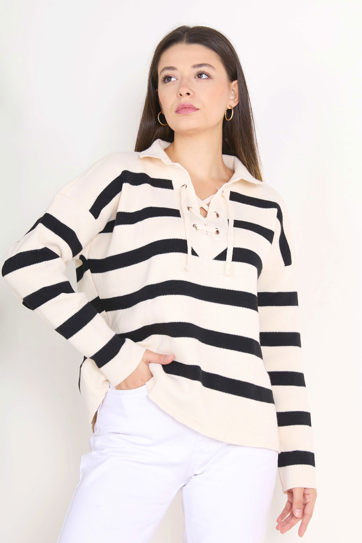 23089-SIYAH Triko Kazak - 2