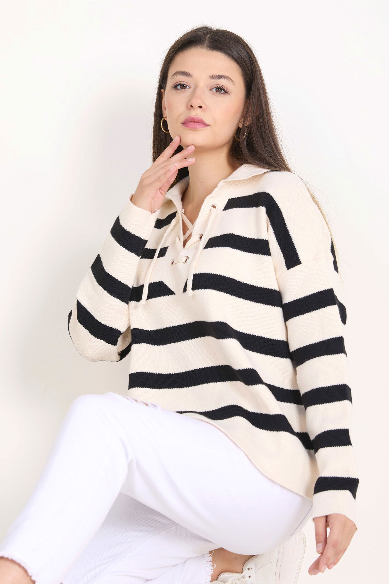 23089-SIYAH Triko Kazak - 3