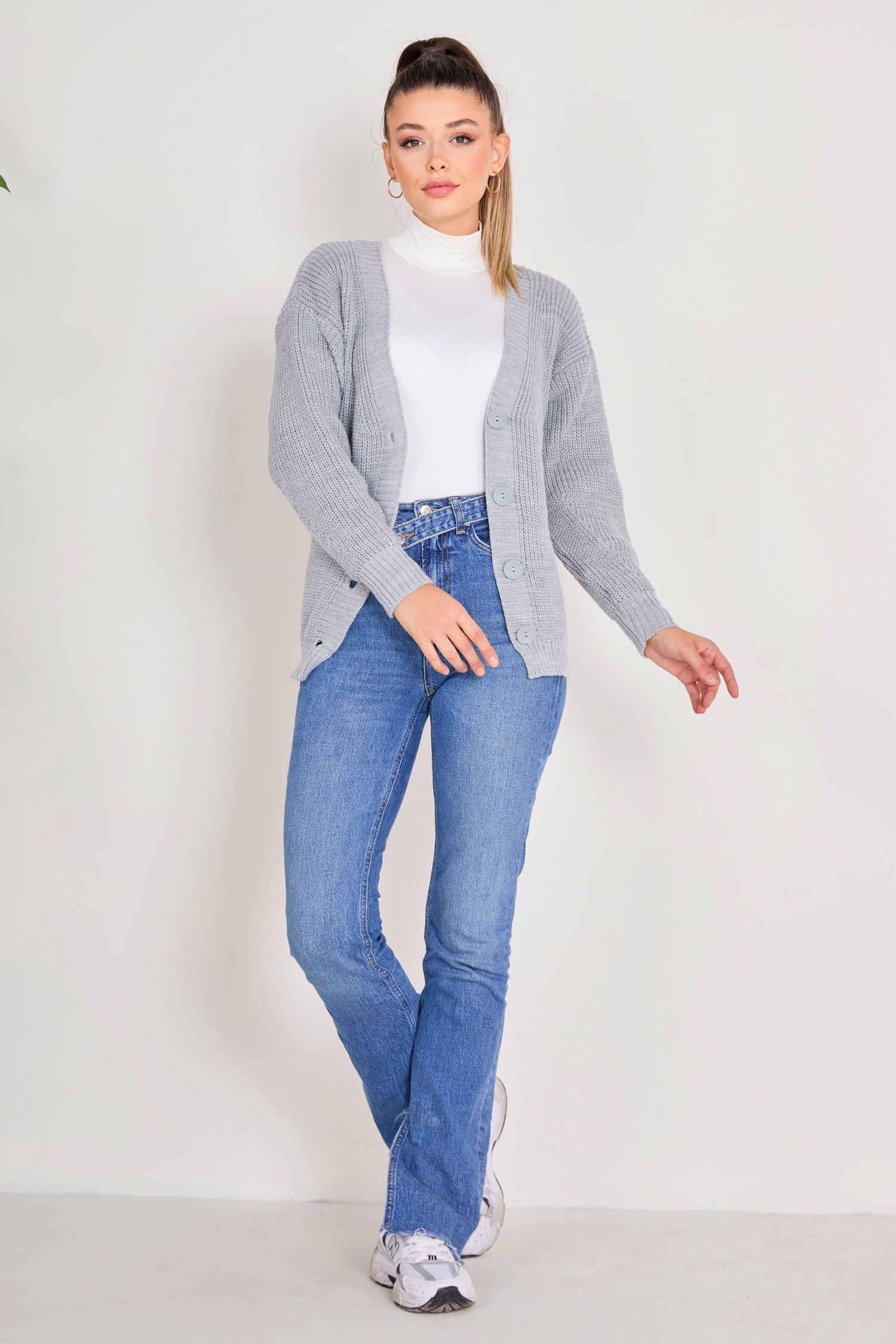 23090-GRI Triko Hırka - 3