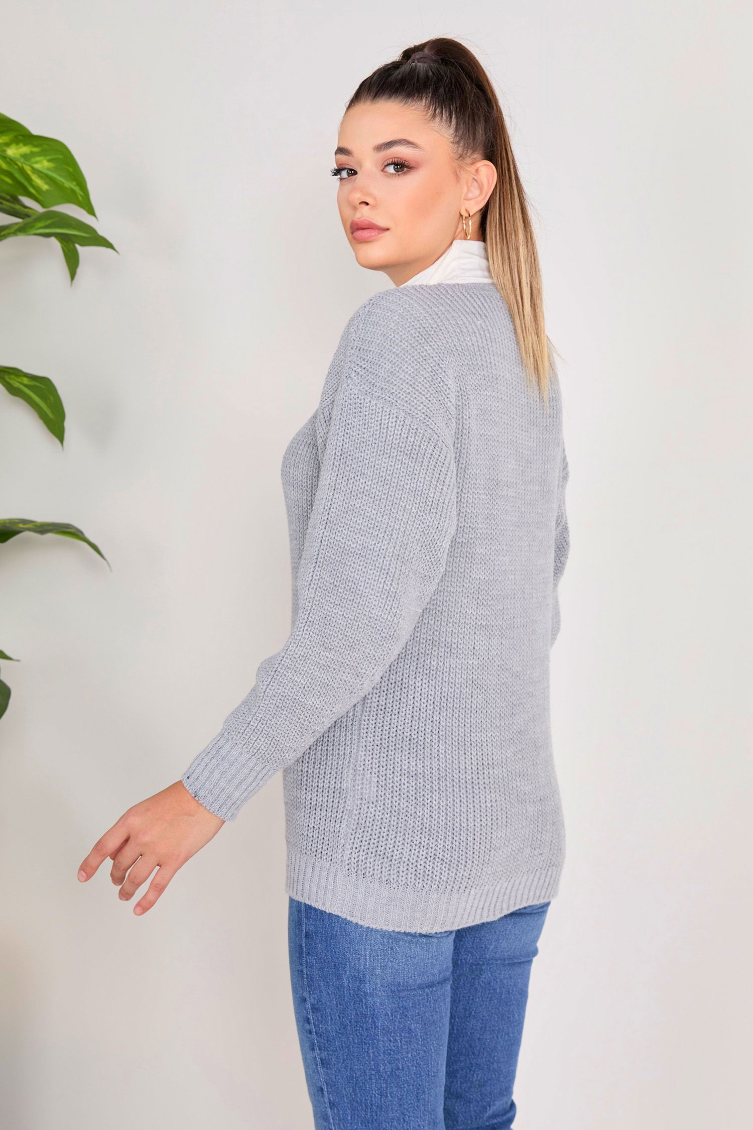 23090-GRI Triko Hırka - 5