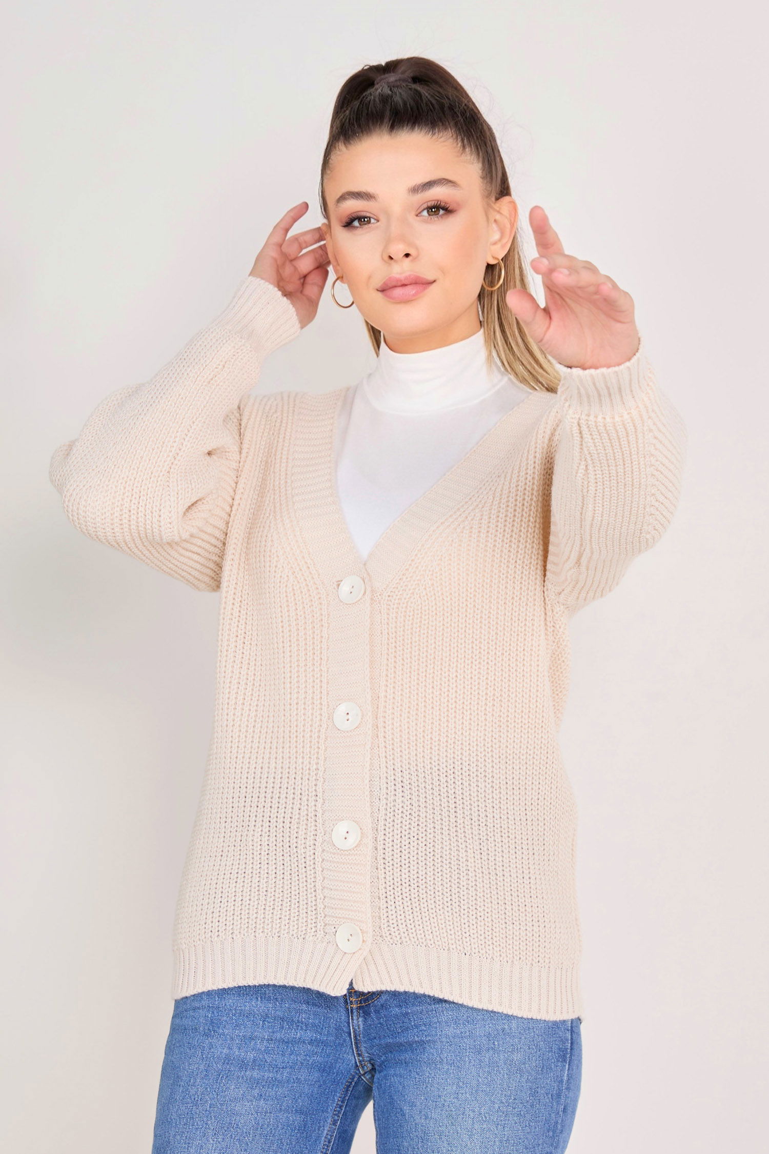 Triko Hırka Krem - 23090 - 3