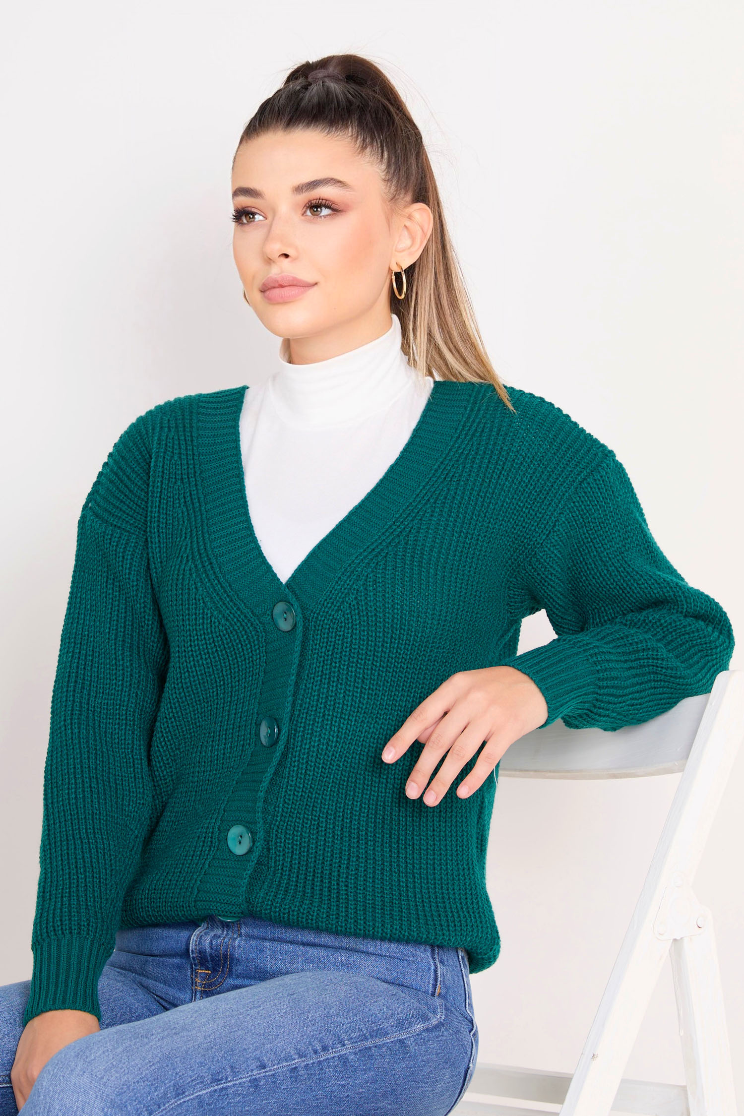 23090-ZUMRUT Triko Hırka - 1