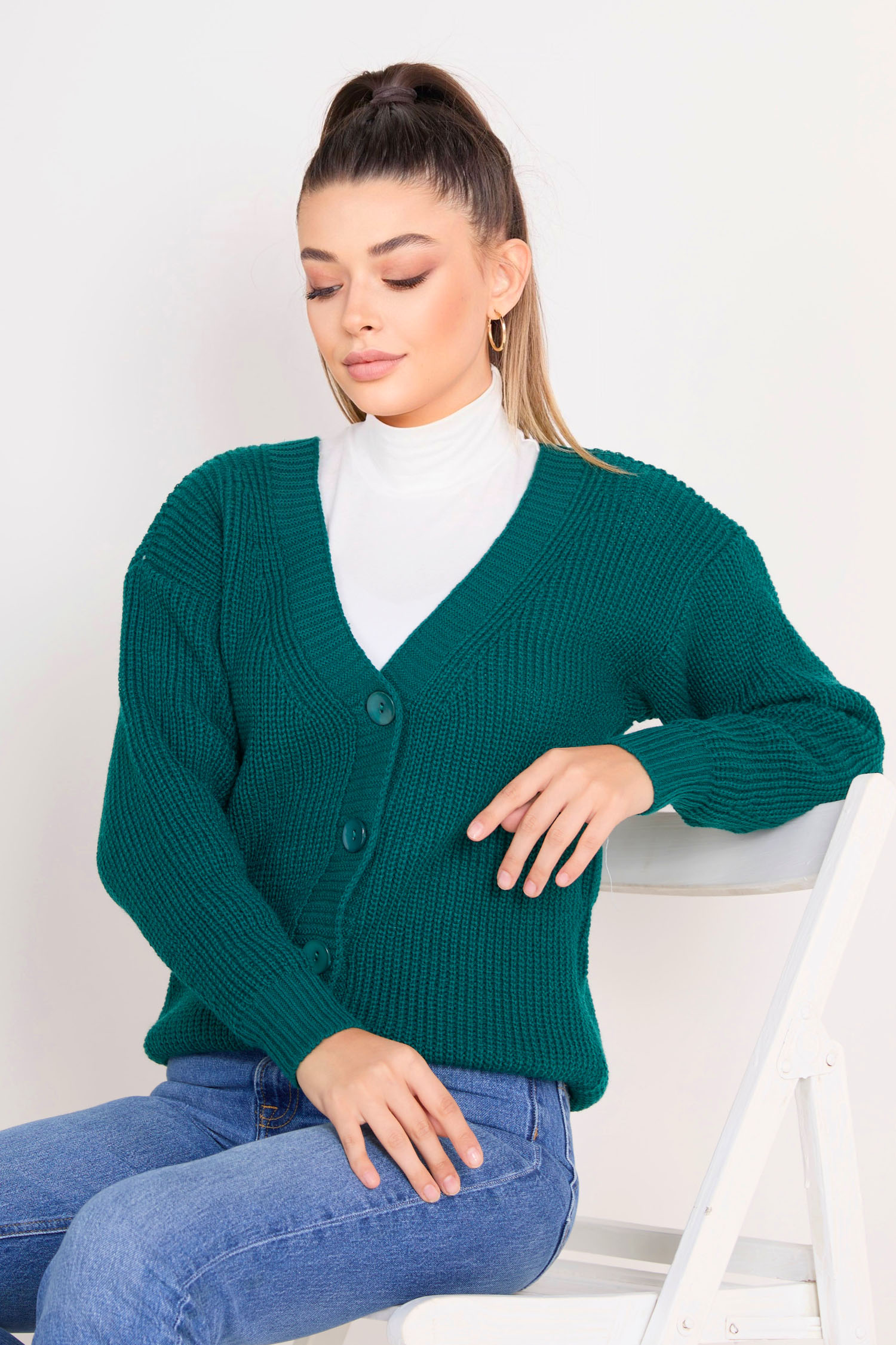 23090-ZUMRUT Triko Hırka - 2