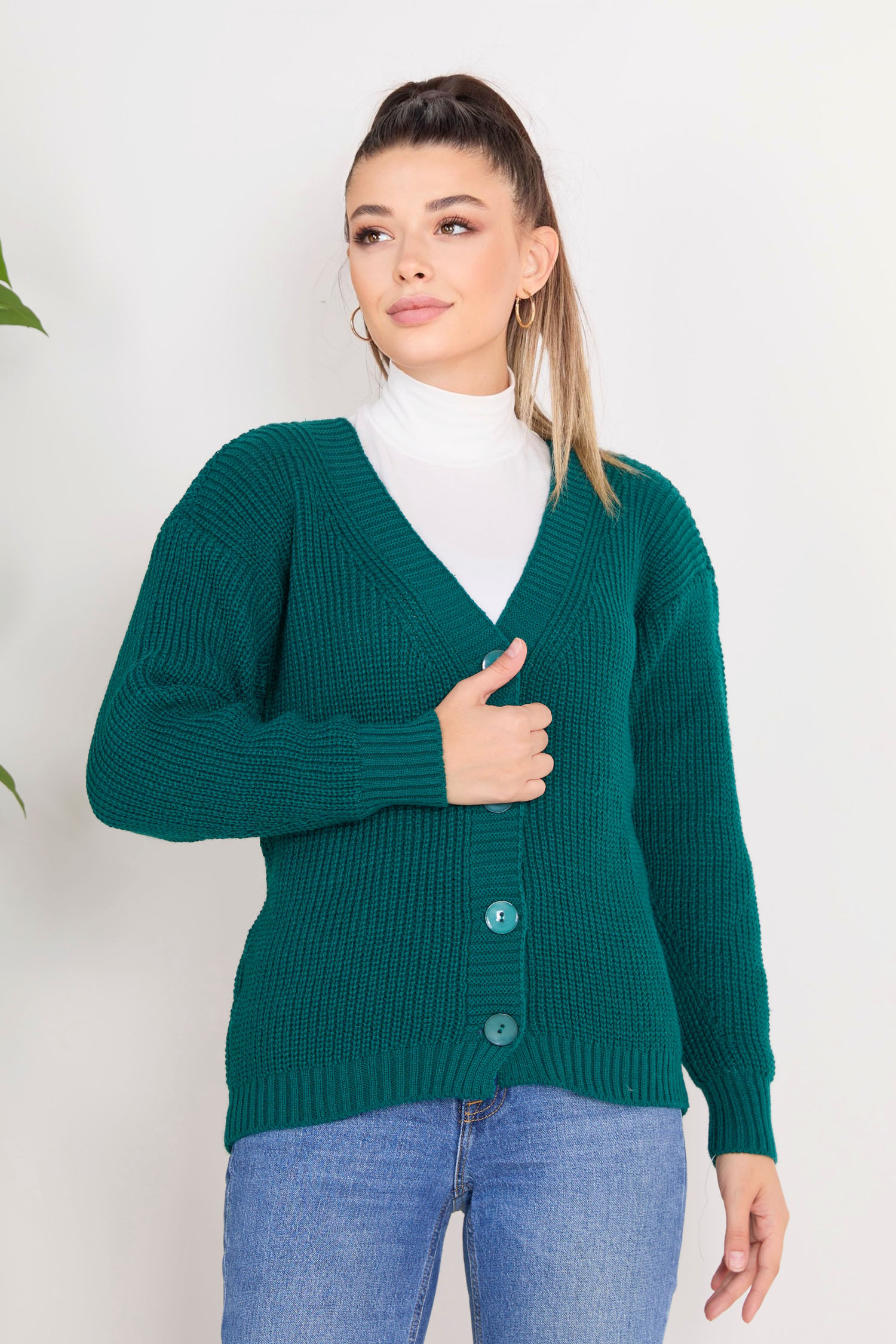 23090-ZUMRUT Triko Hırka - 3