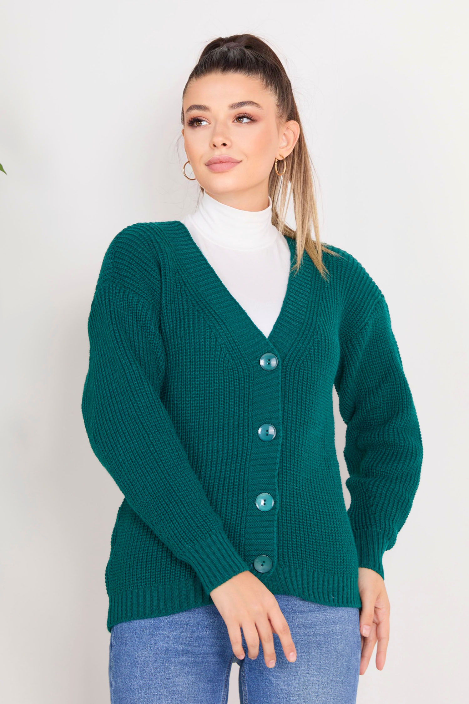 23090-ZUMRUT Triko Hırka - 4