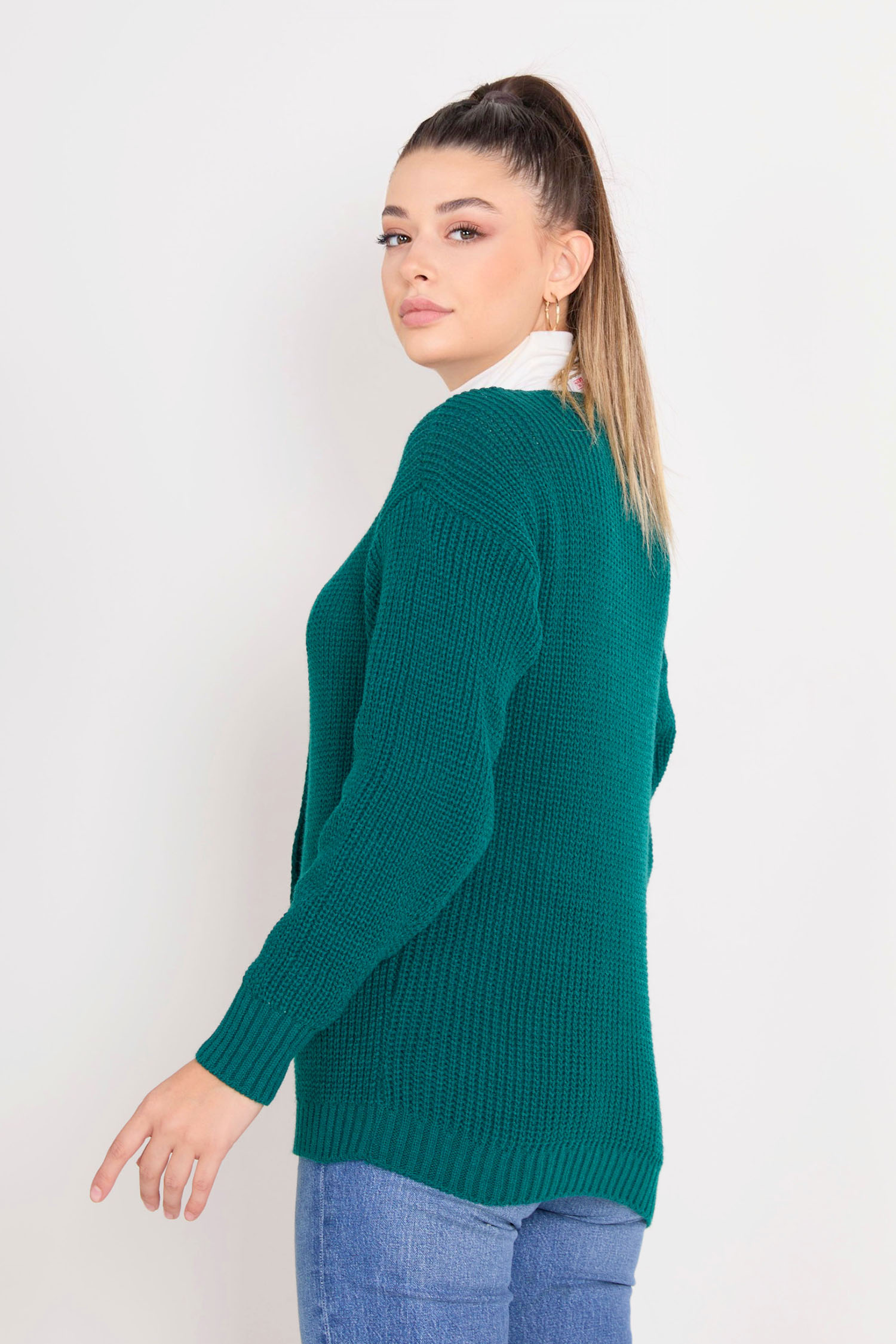 23090-ZUMRUT Triko Hırka - 5