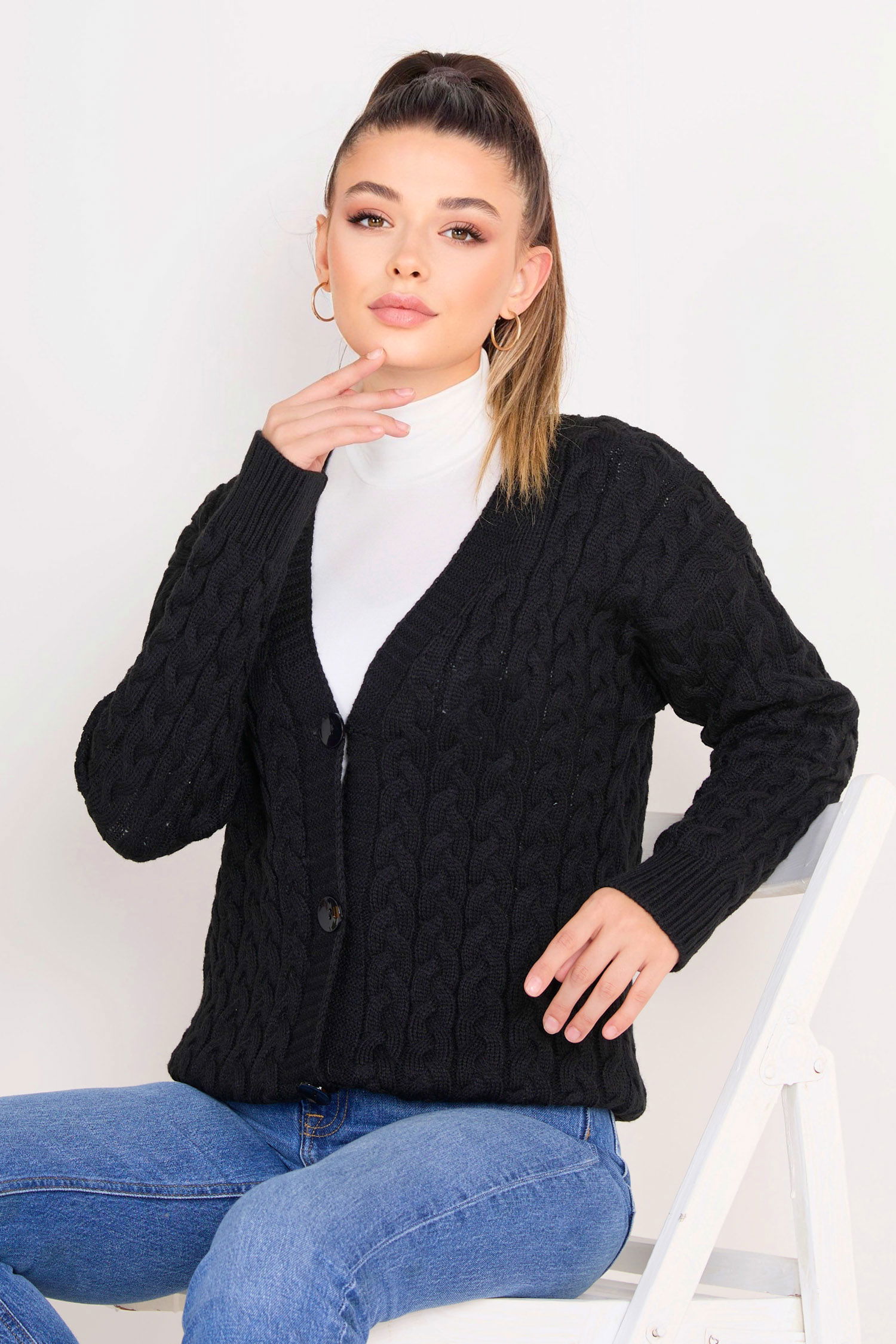 23091-SIYAH Triko Hırka - 3