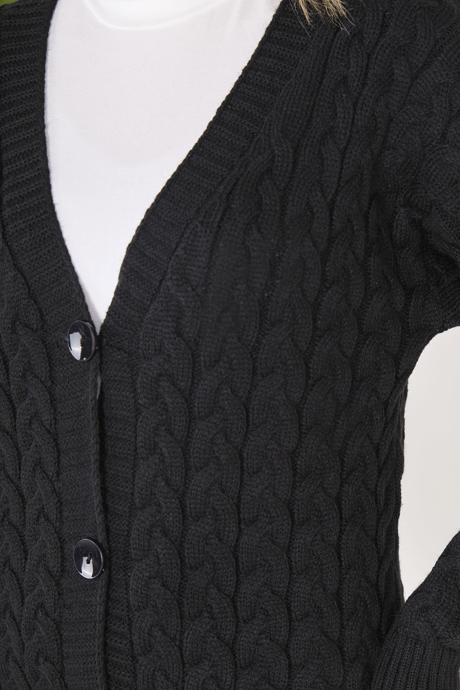 23091-SIYAH Triko Hırka - 4