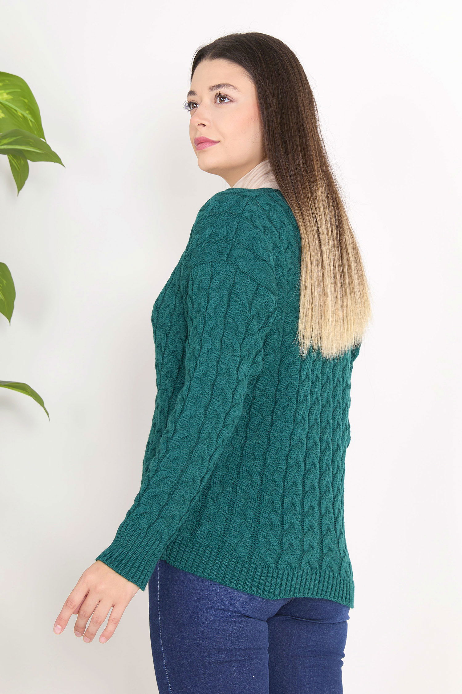 23091-ZUMRUT Triko Hırka - 5