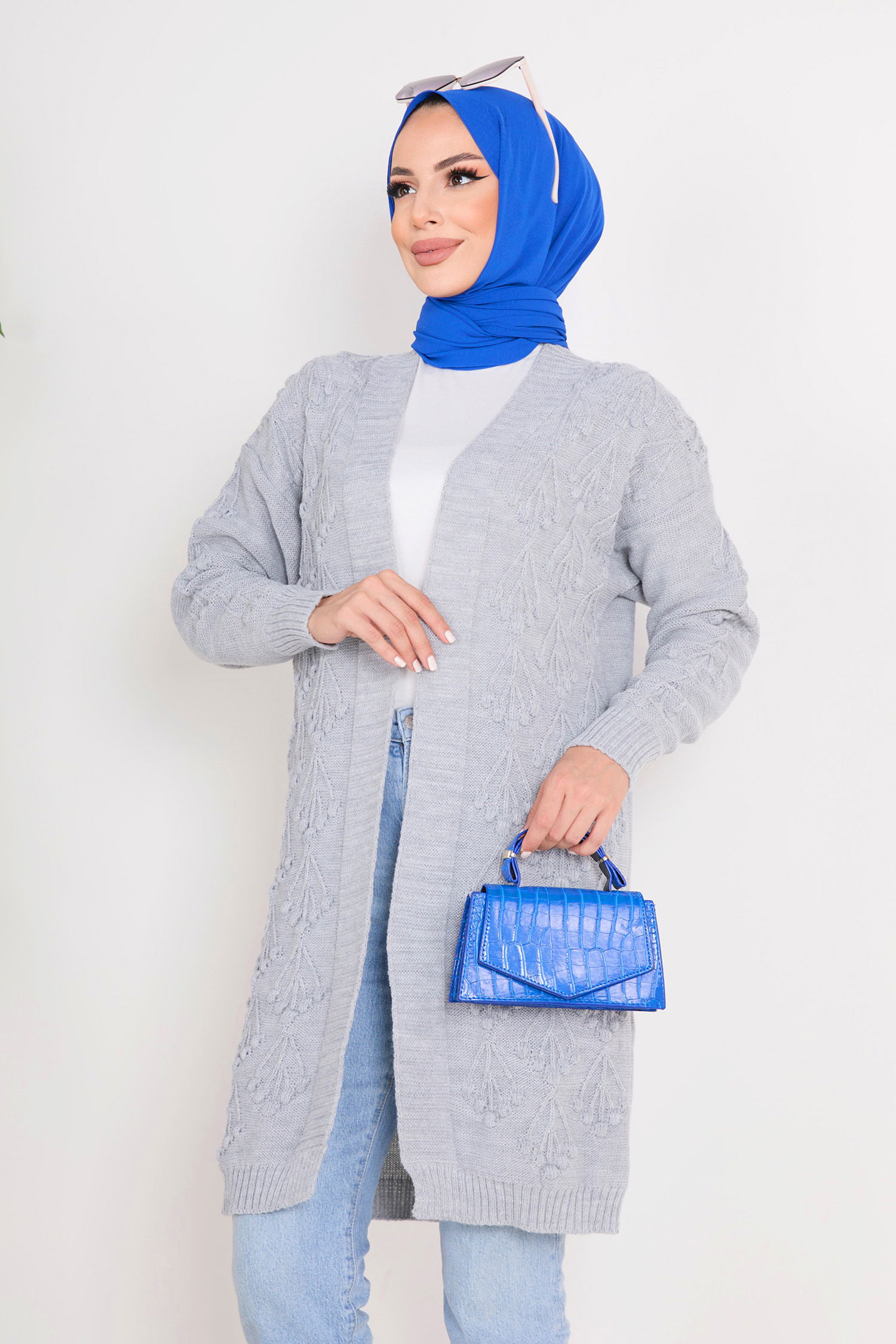 23092-GRI Triko Hırka - 1