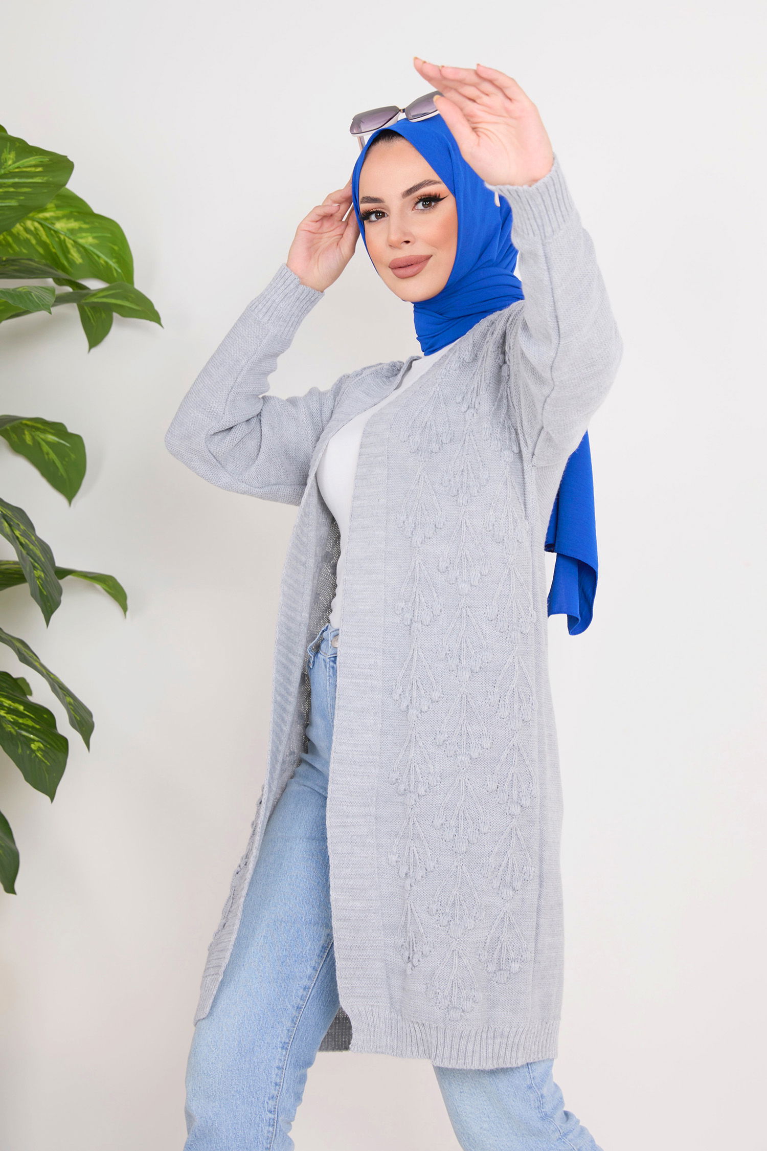 23092-GRI Triko Hırka - 2