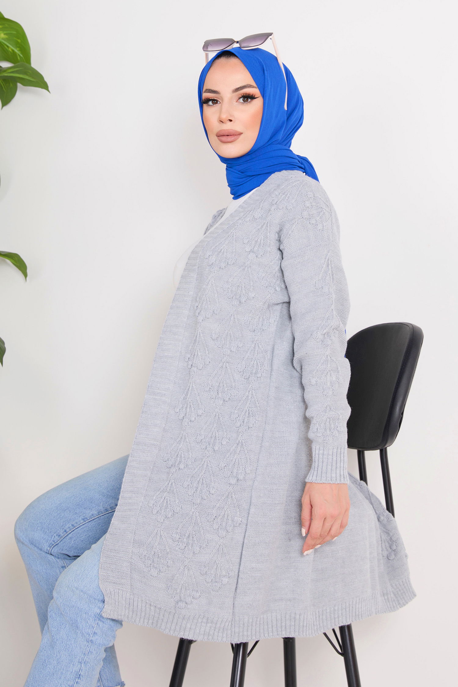 23092-GRI Triko Hırka - 3