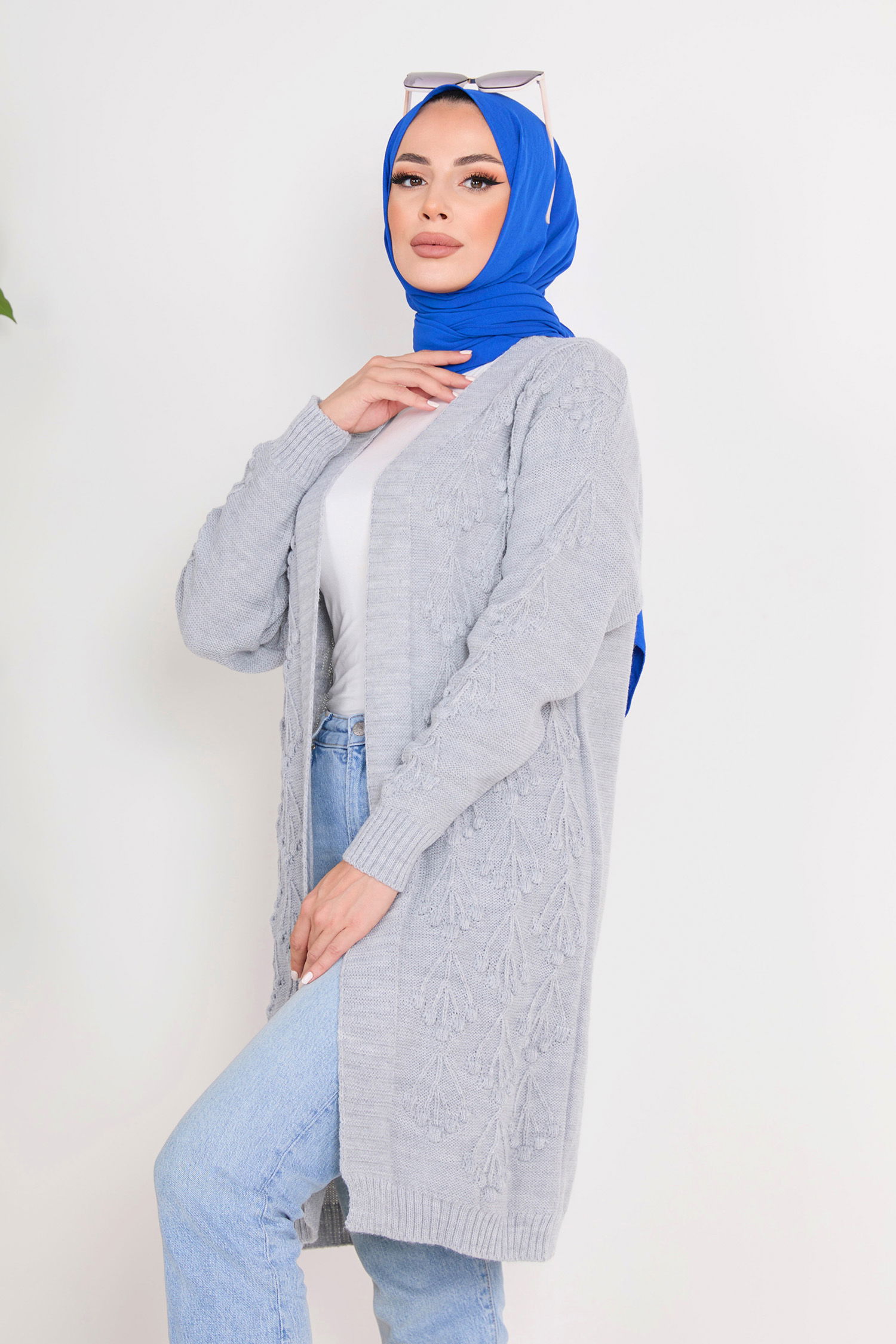 23092-GRI Triko Hırka - 4