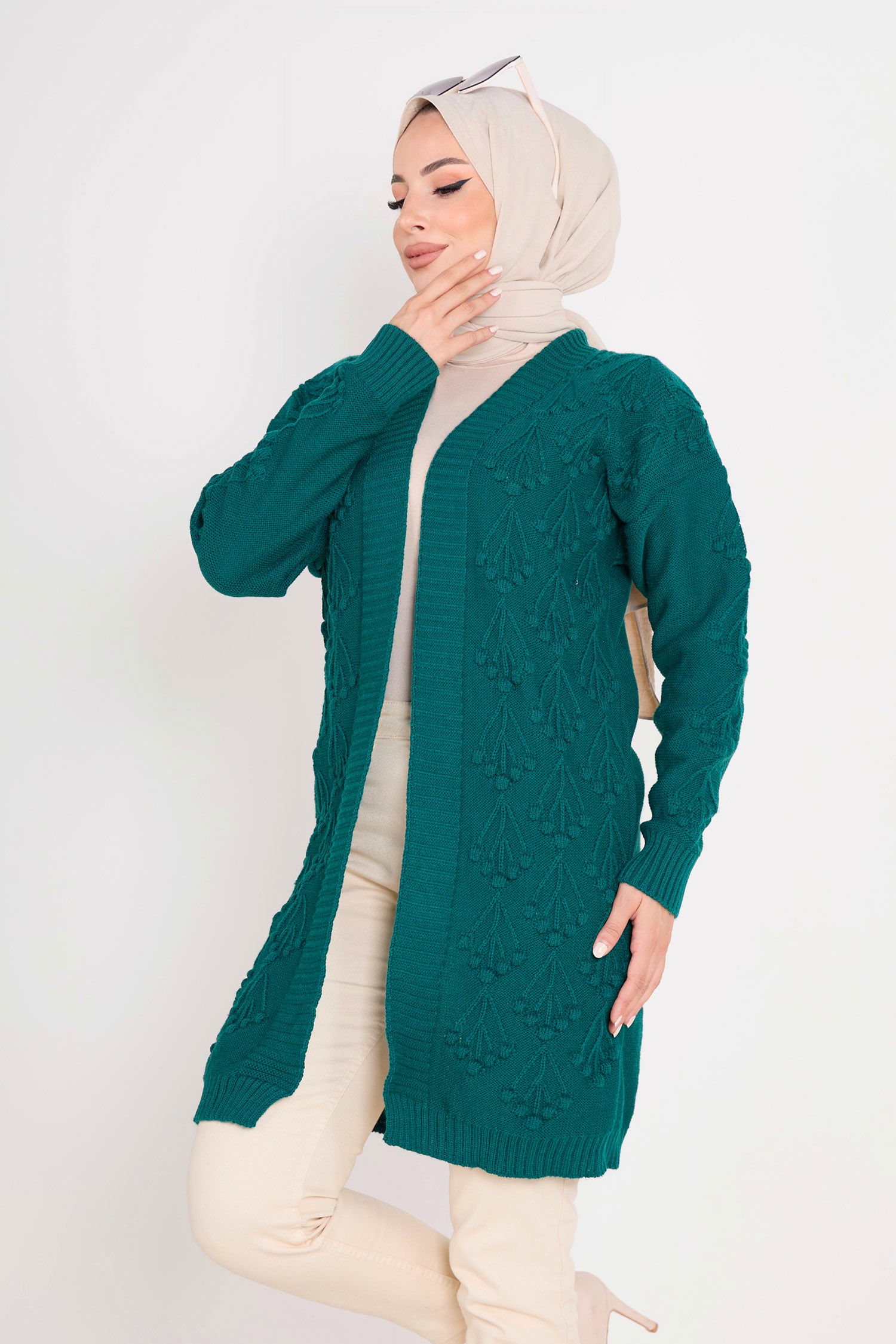 23092-ZUMRUT Triko Hırka - 4