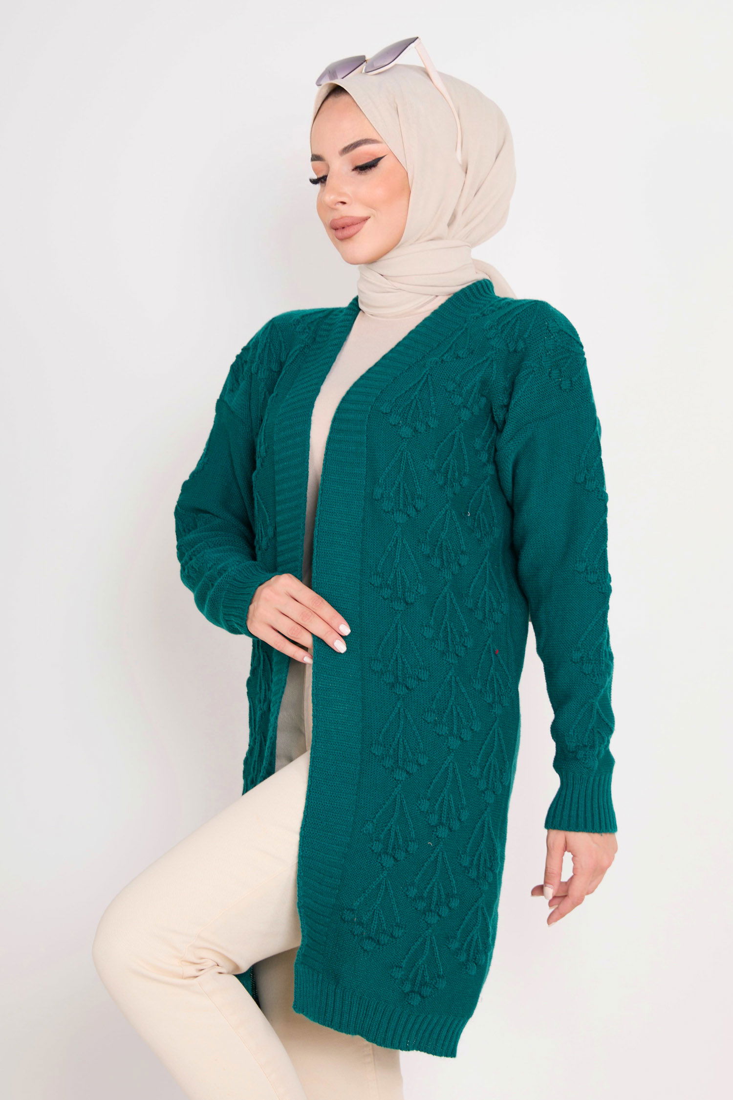 23092-ZUMRUT Triko Hırka - 5