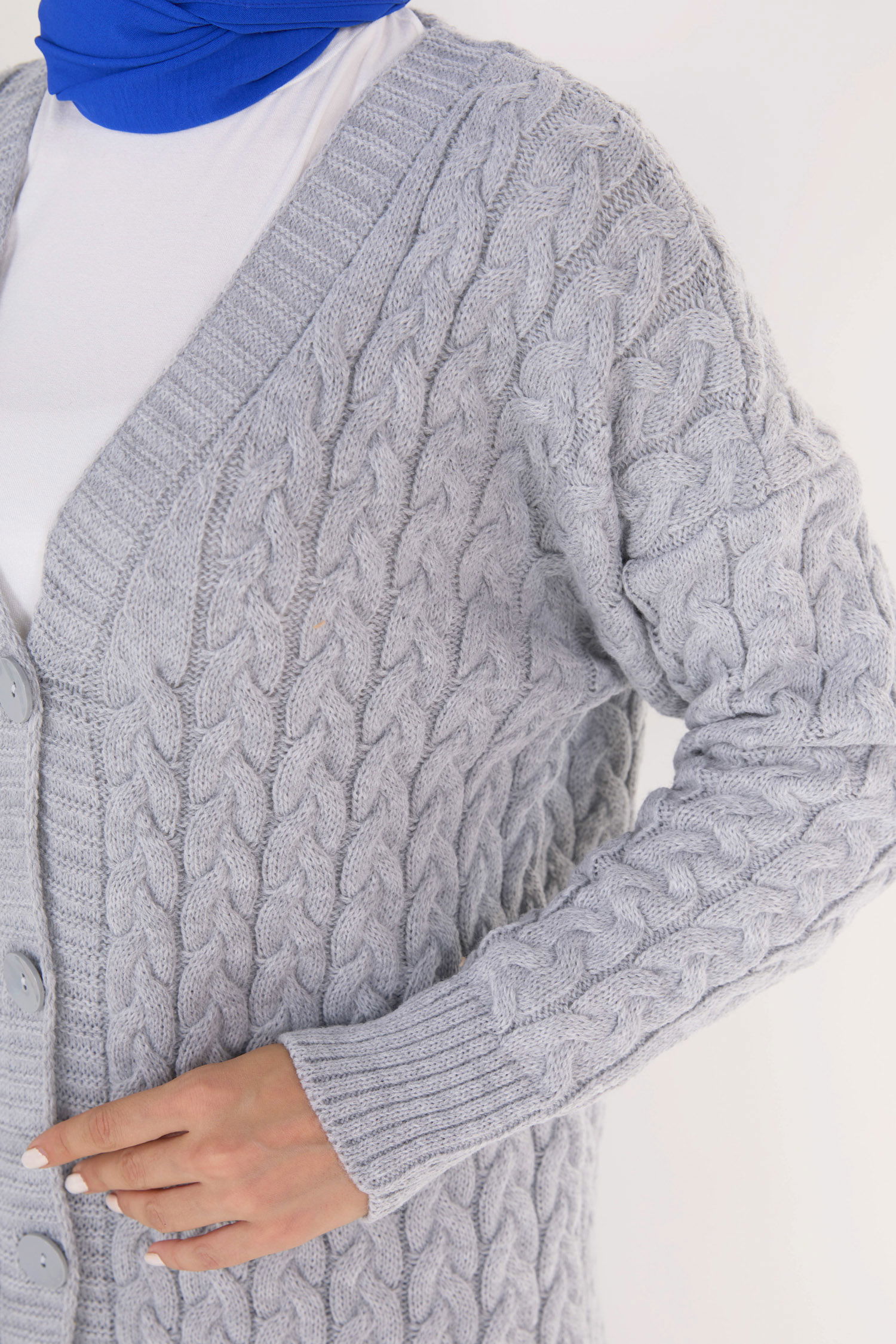 23093-GRI Triko Hırka - 5