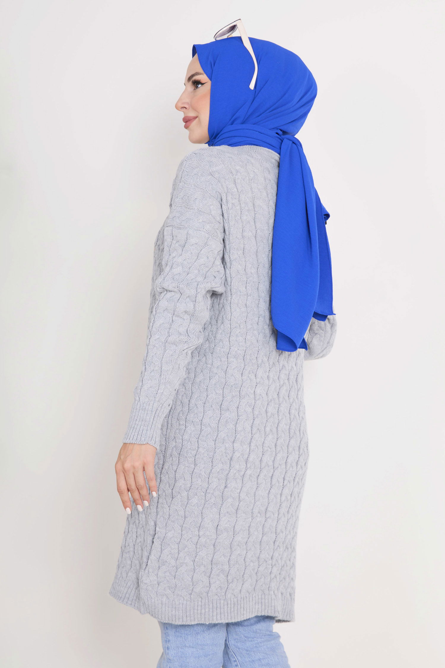 23093-GRI Triko Hırka - 6