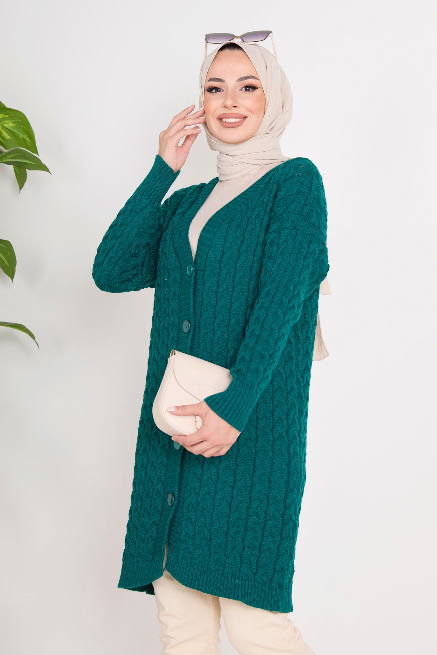 23093-ZUMRUT Triko Hırka - 1