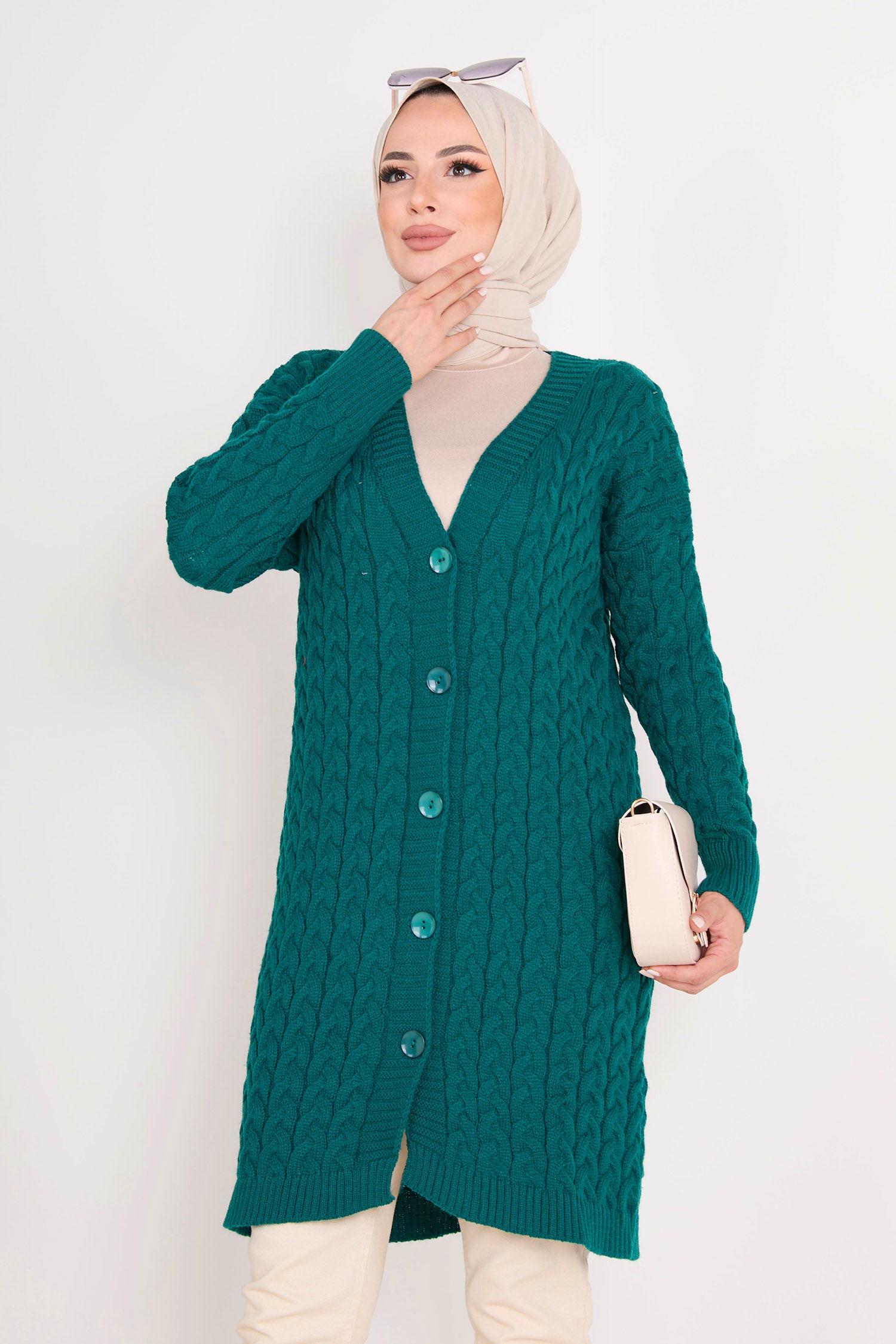 23093-ZUMRUT Triko Hırka - 2