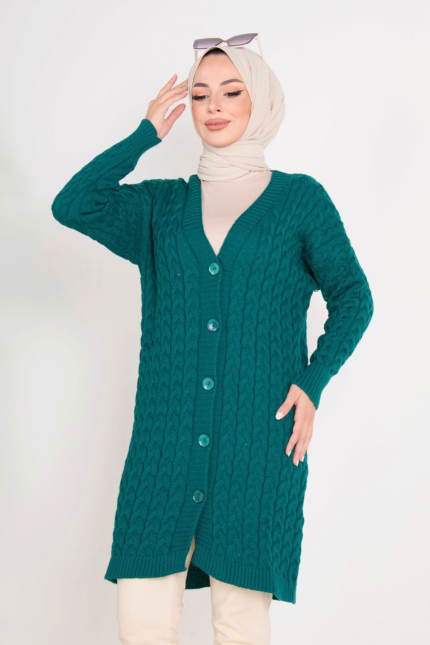 23093-ZUMRUT Triko Hırka - 4