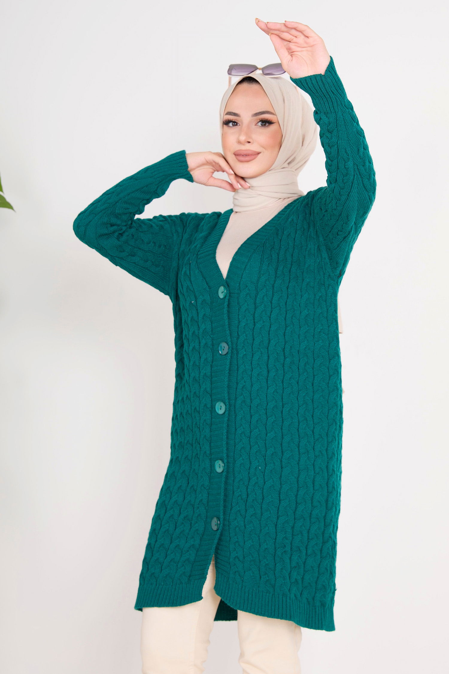 23093-ZUMRUT Triko Hırka - 5