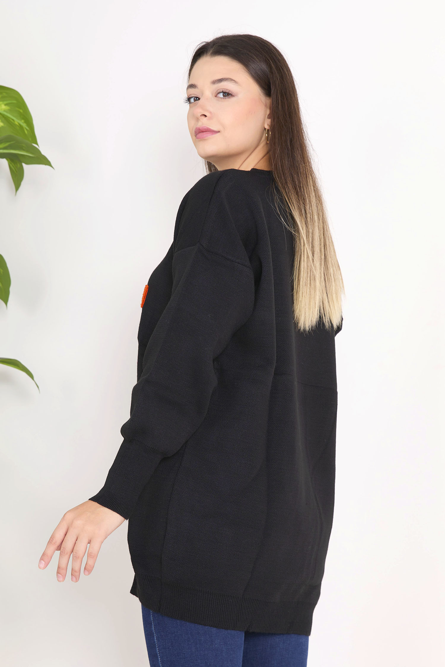 23096-SIYAH Triko Kazak - 5