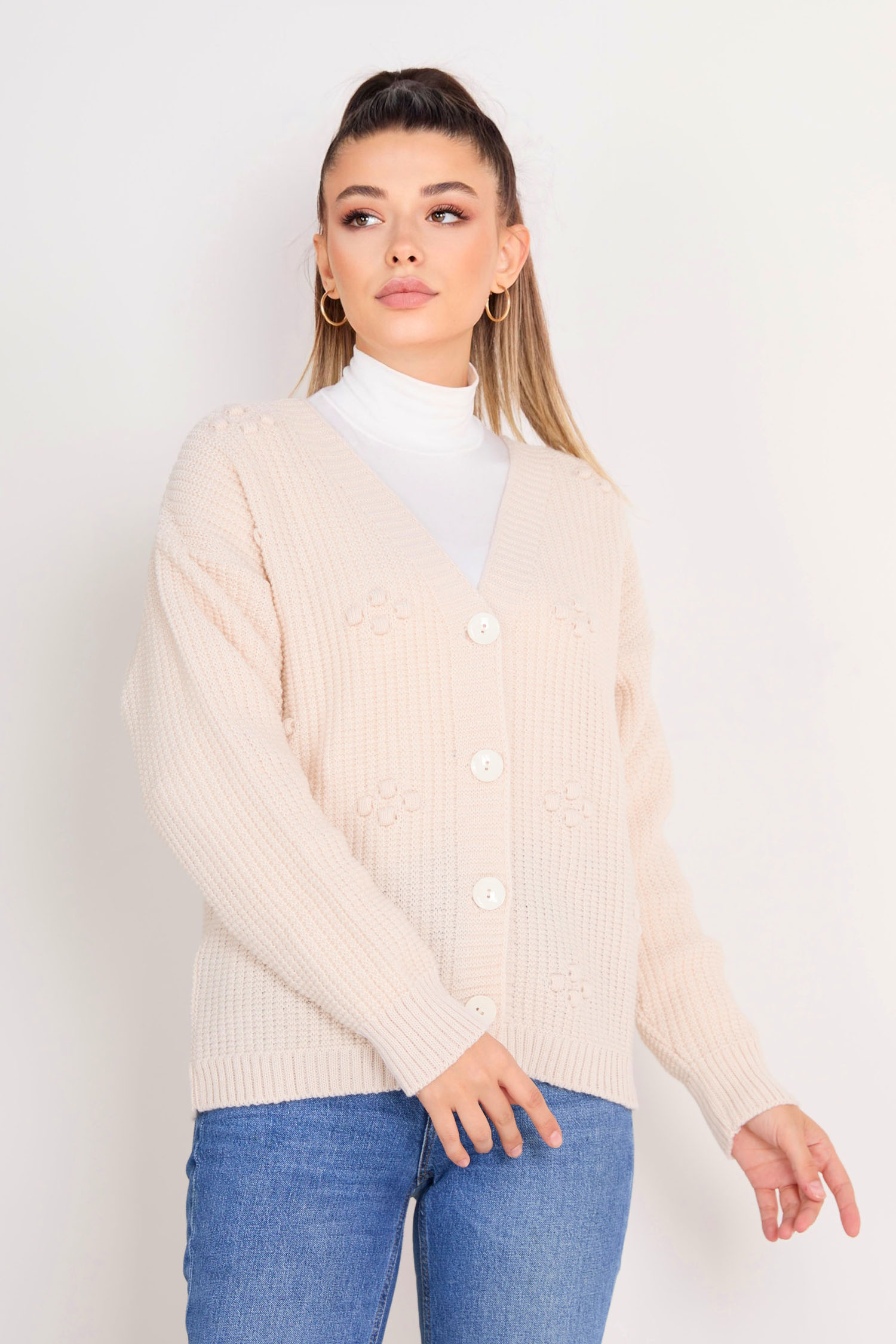 Triko Hırka Krem - 23097 - 3