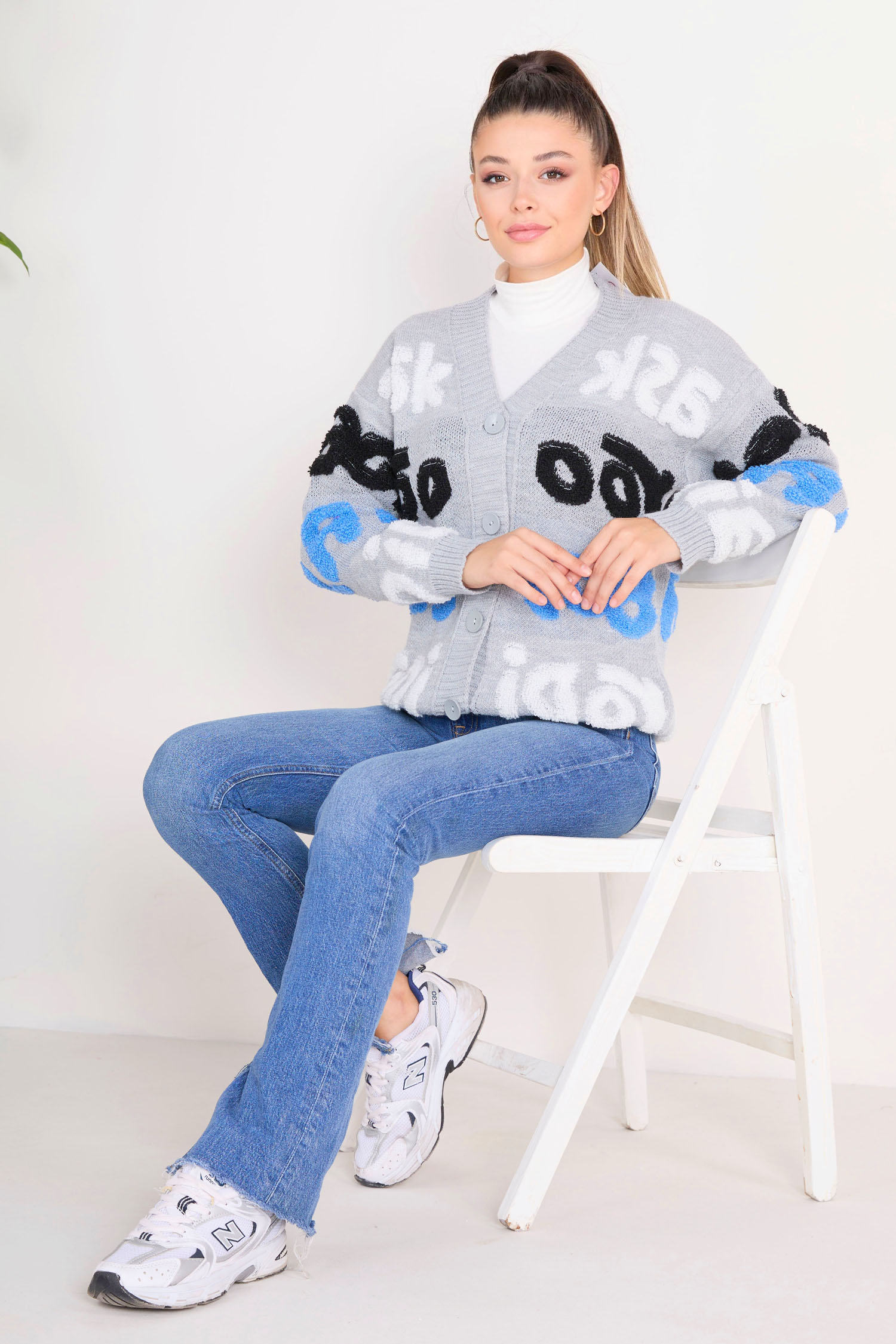 23098-GRI Triko Hırka - 2