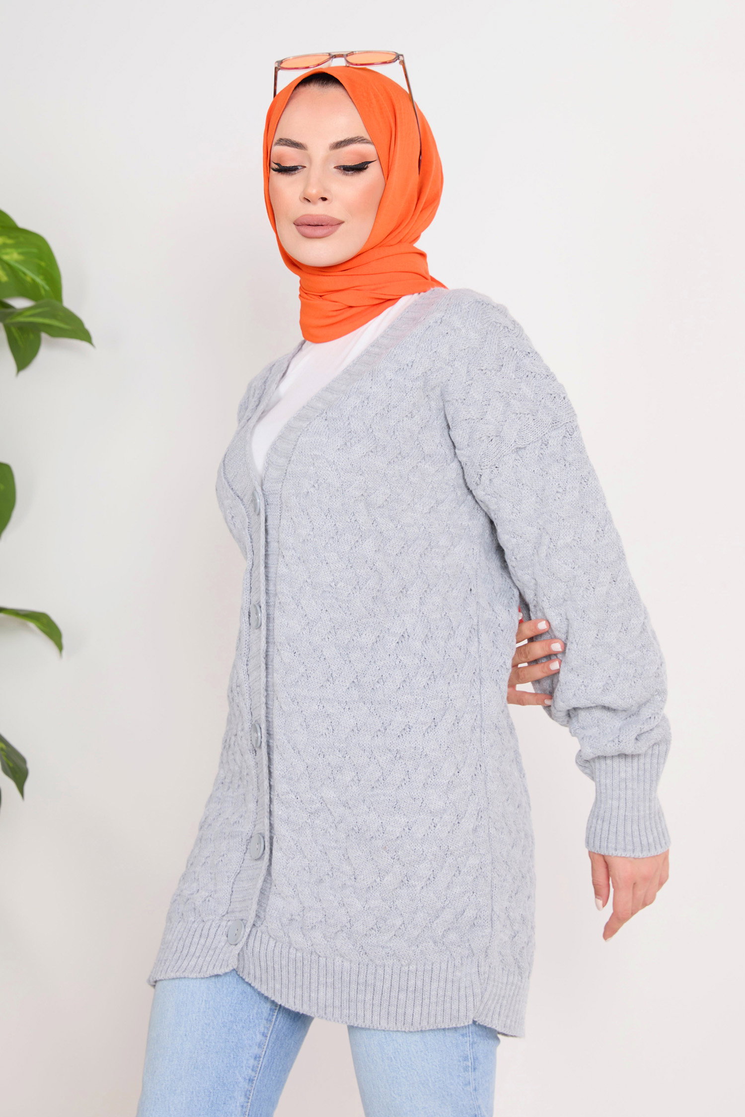 23099-GRI Triko Hırka - 2