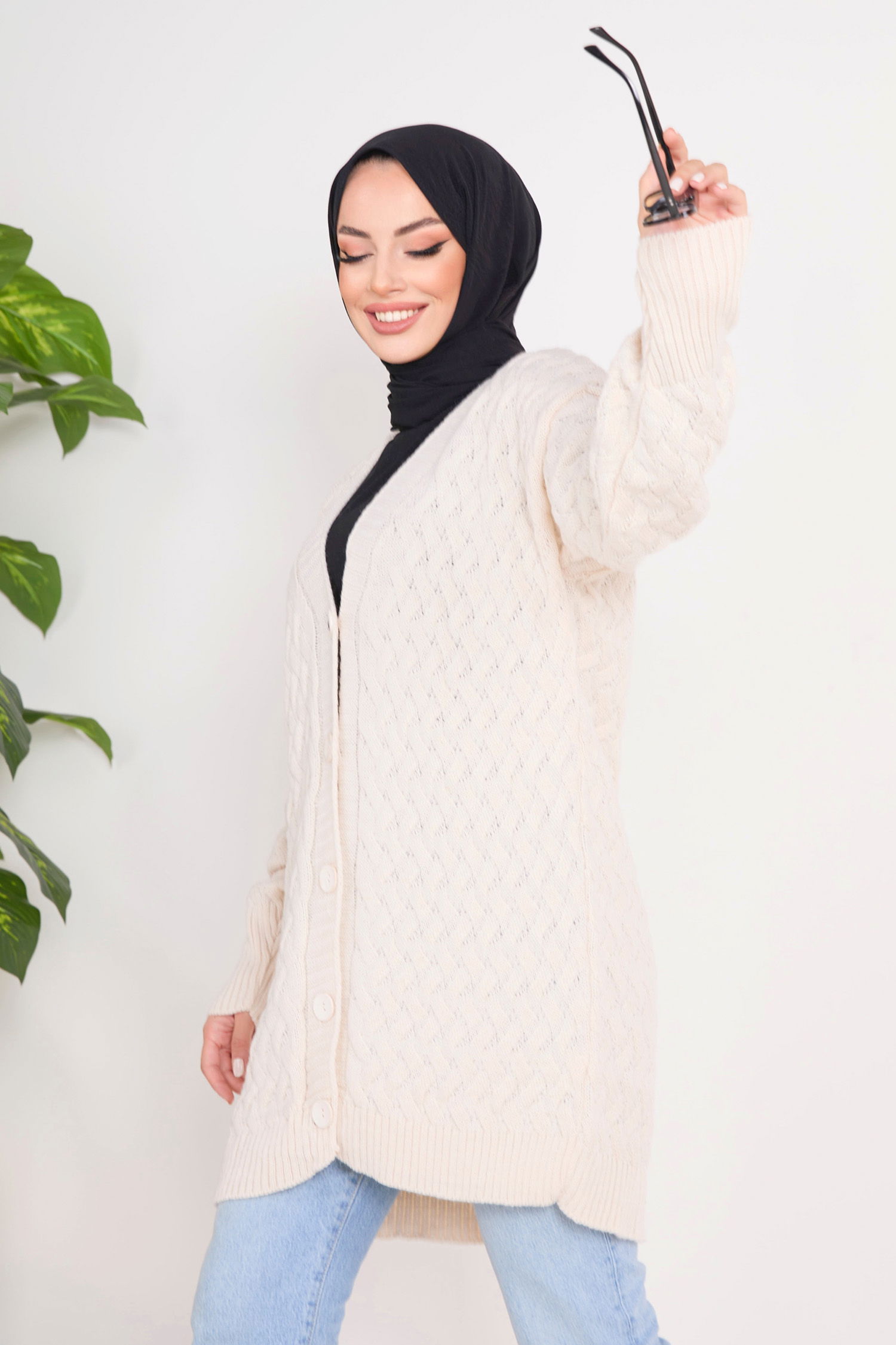 Triko Hırka Krem - 23099 - 1