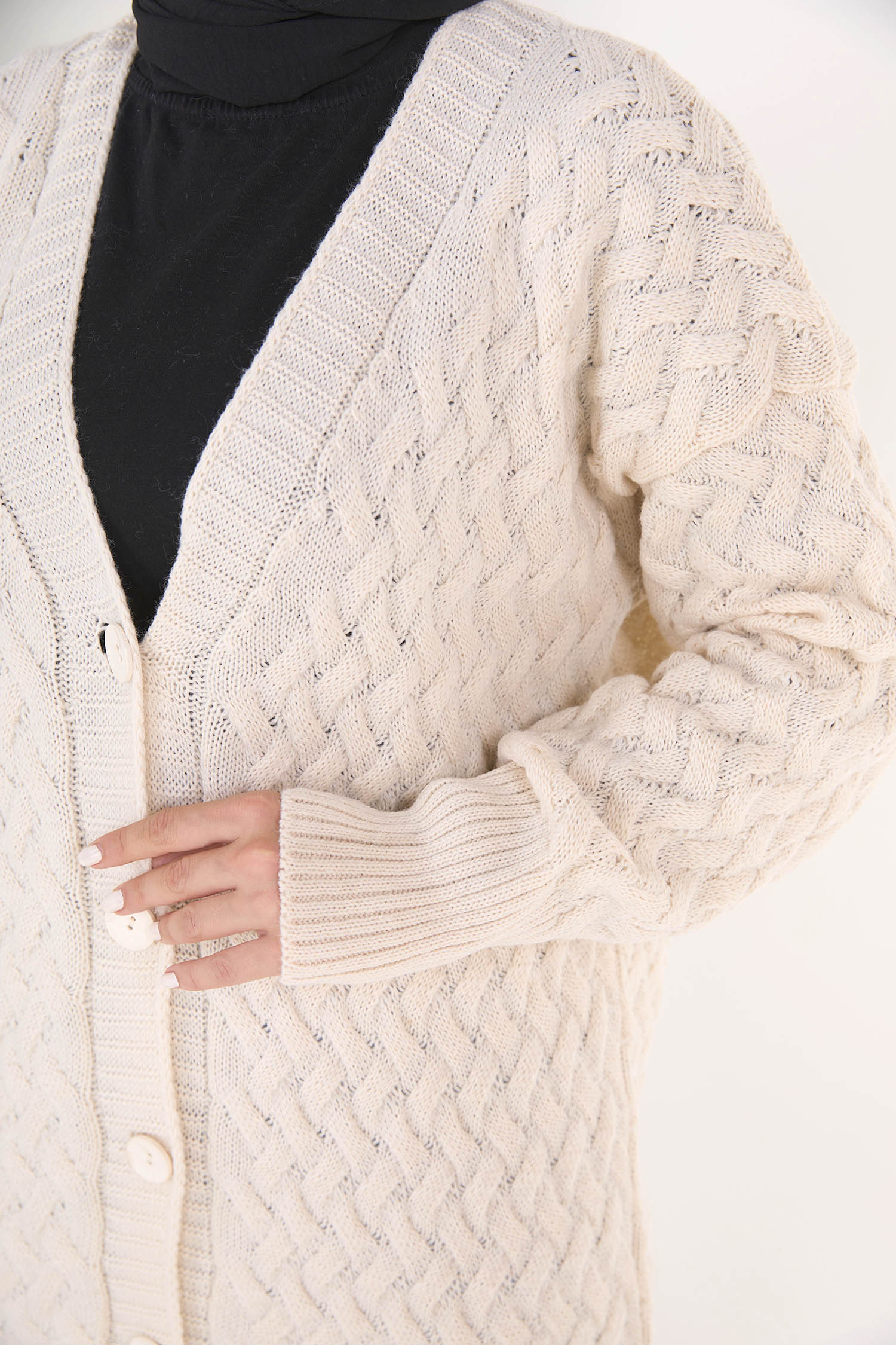 Triko Hırka Krem - 23099 - 5