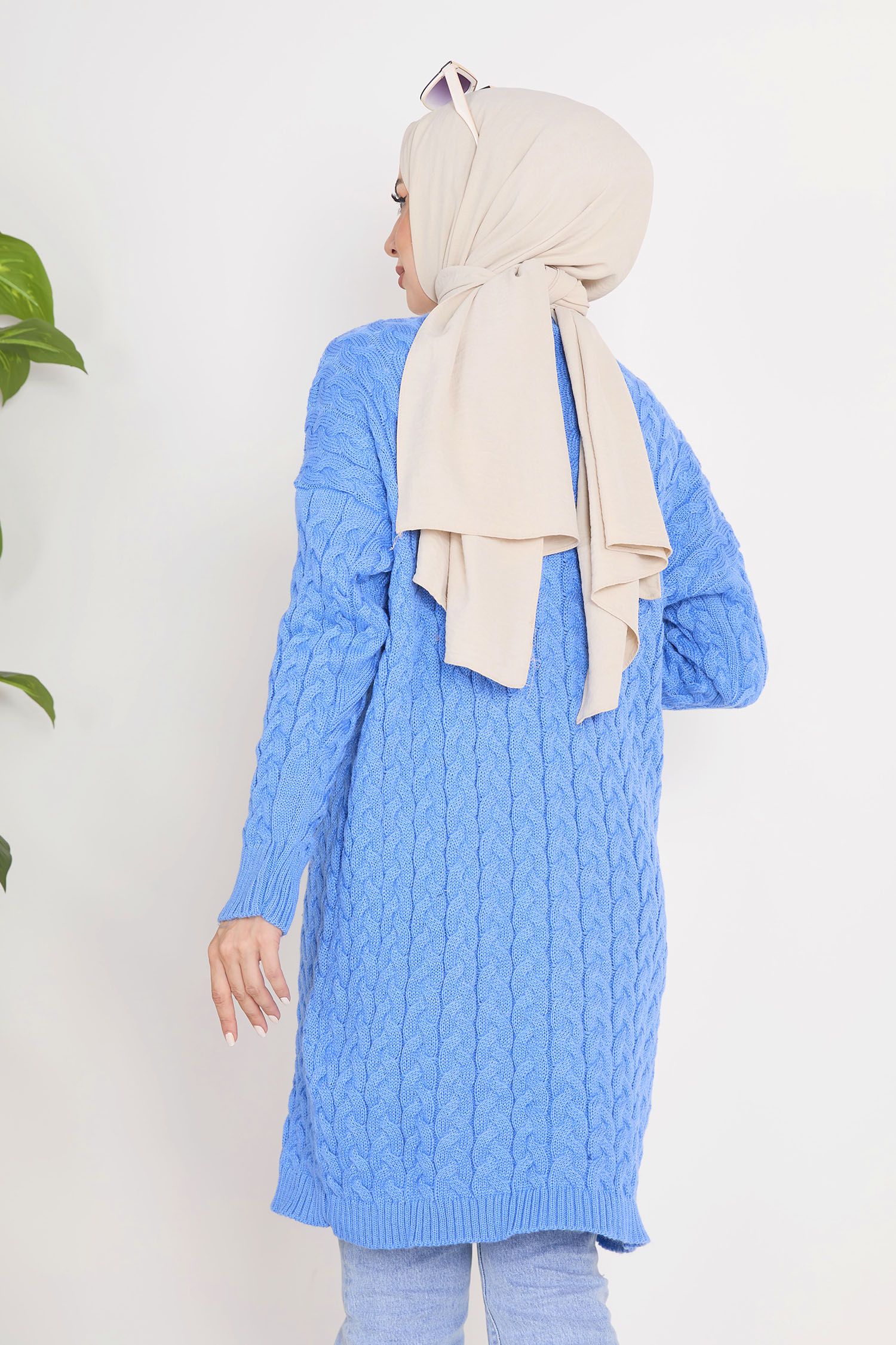 23099-MAVI Triko Hırka - 5