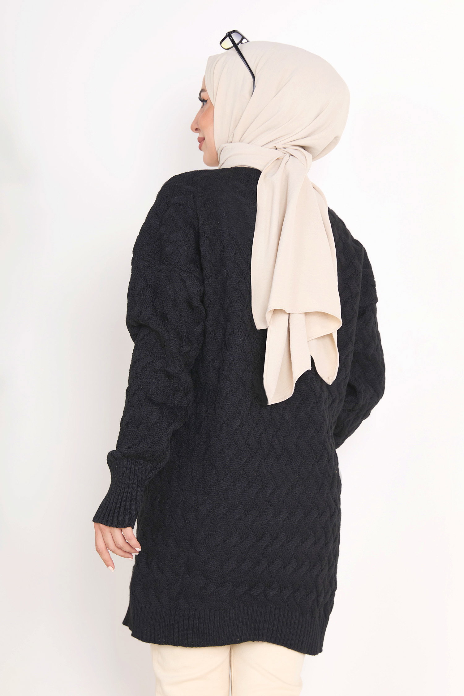 23099-SIYAH Triko Hırka - 6