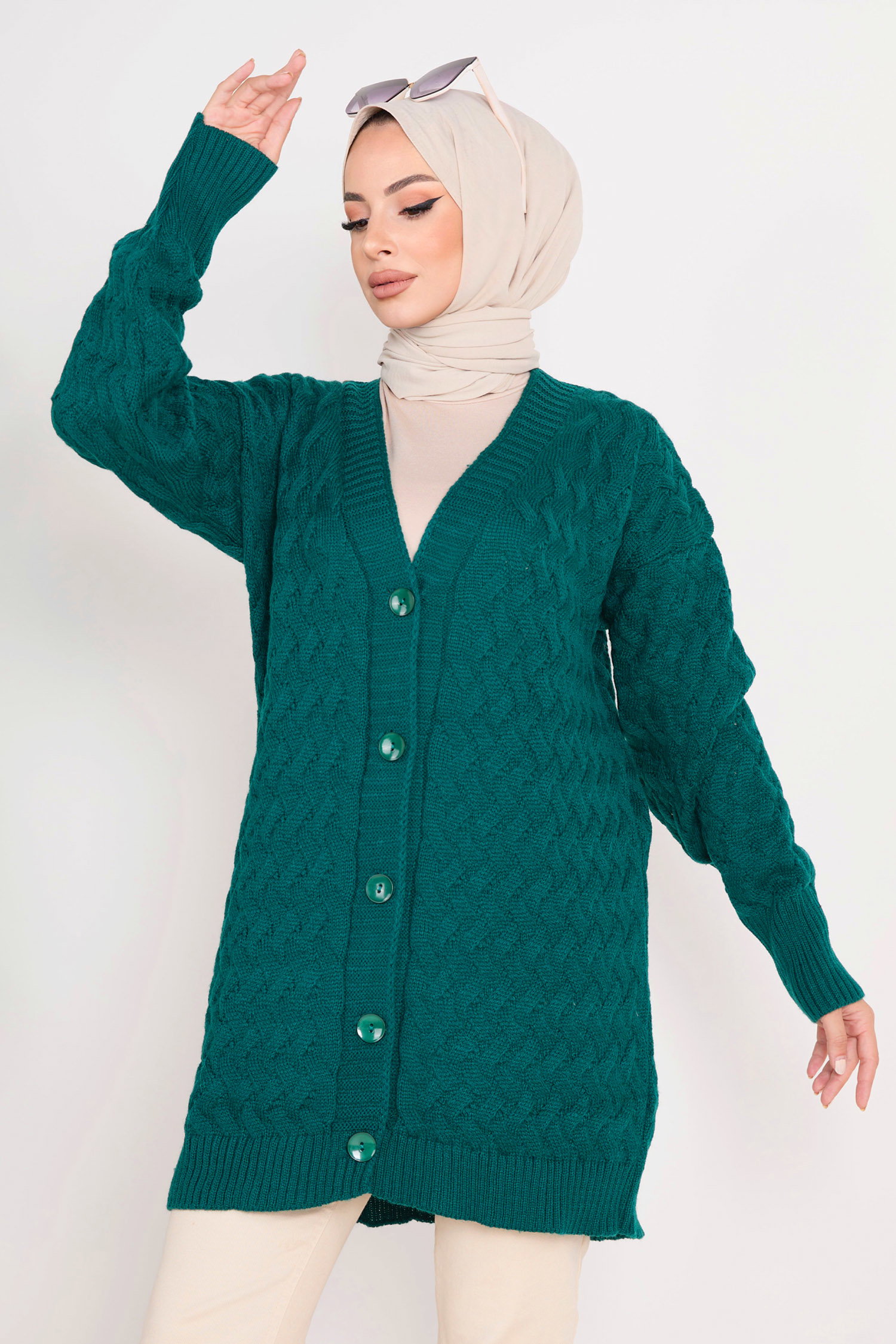 23099-ZUMRUT Triko Hırka - 1