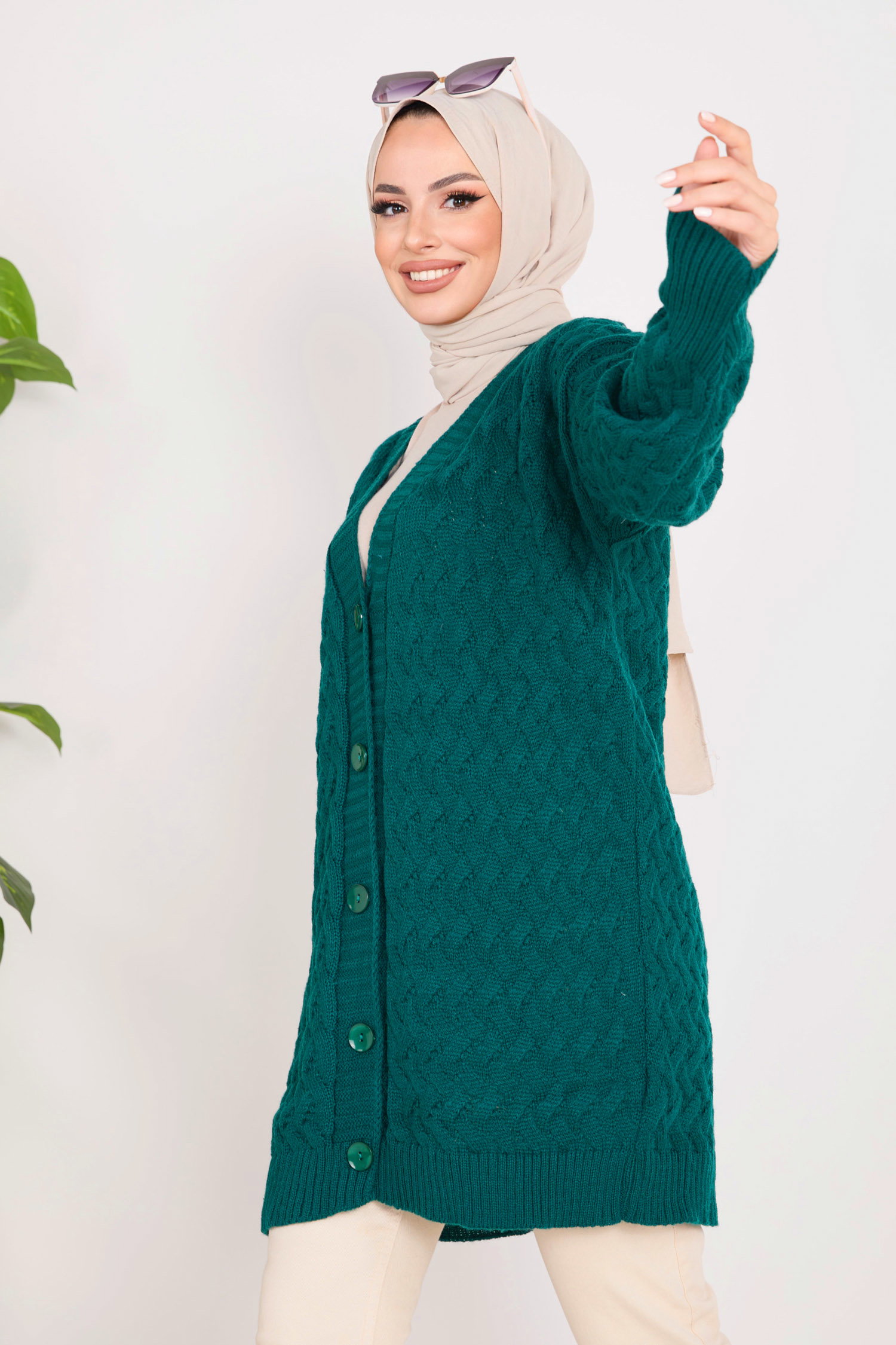 23099-ZUMRUT Triko Hırka - 5