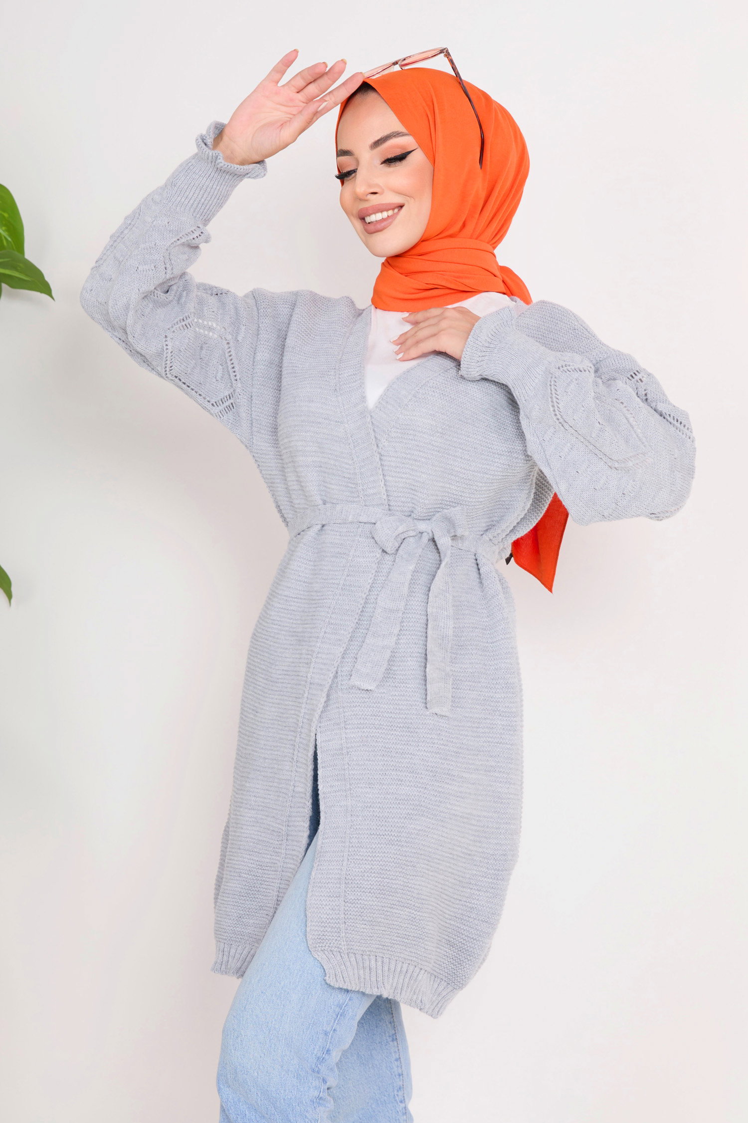 23101-GRI Triko Hırka - 1