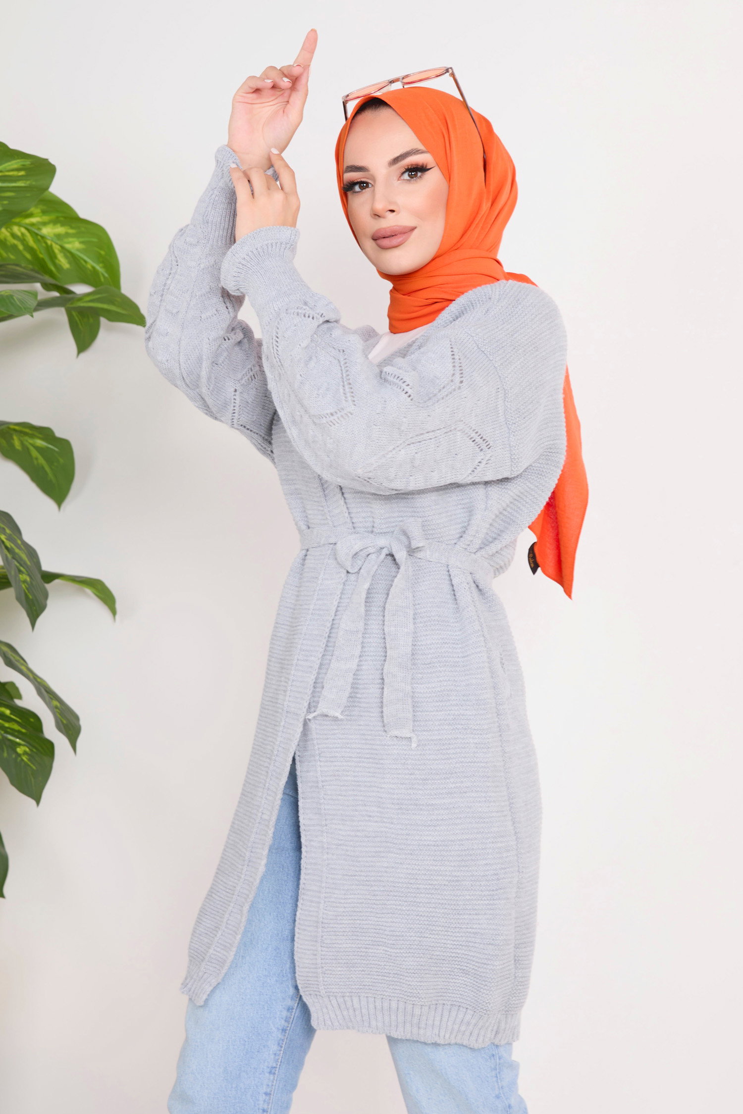 23101-GRI Triko Hırka - 3