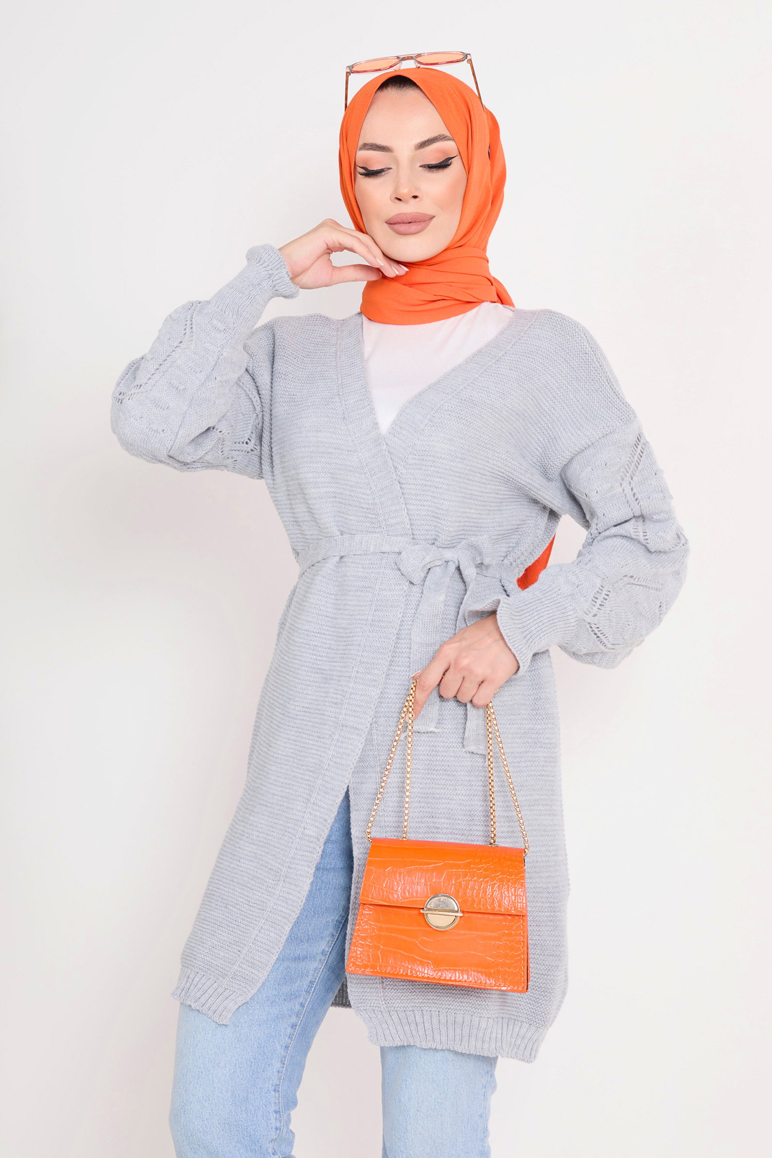 23101-GRI Triko Hırka - 4