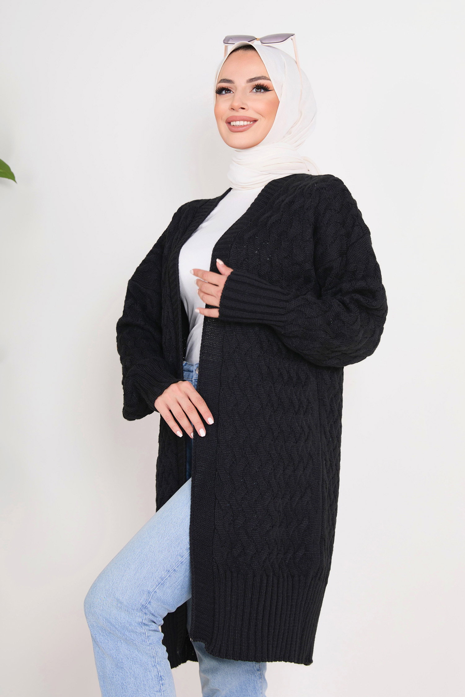 23104-SIYAH Triko Hırka - 3