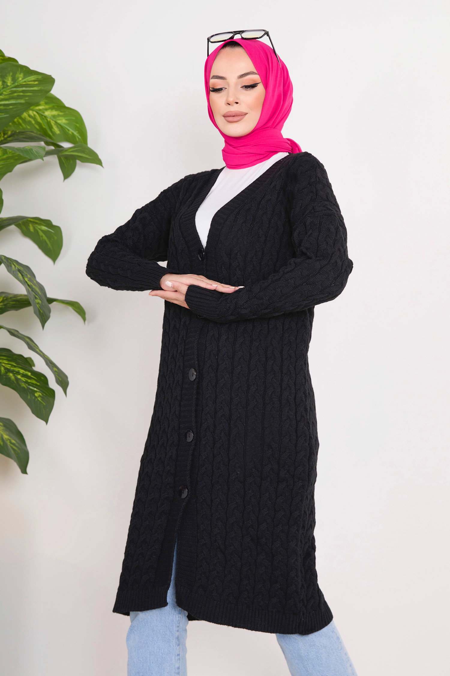 23106-SIYAH Triko Hırka - 2
