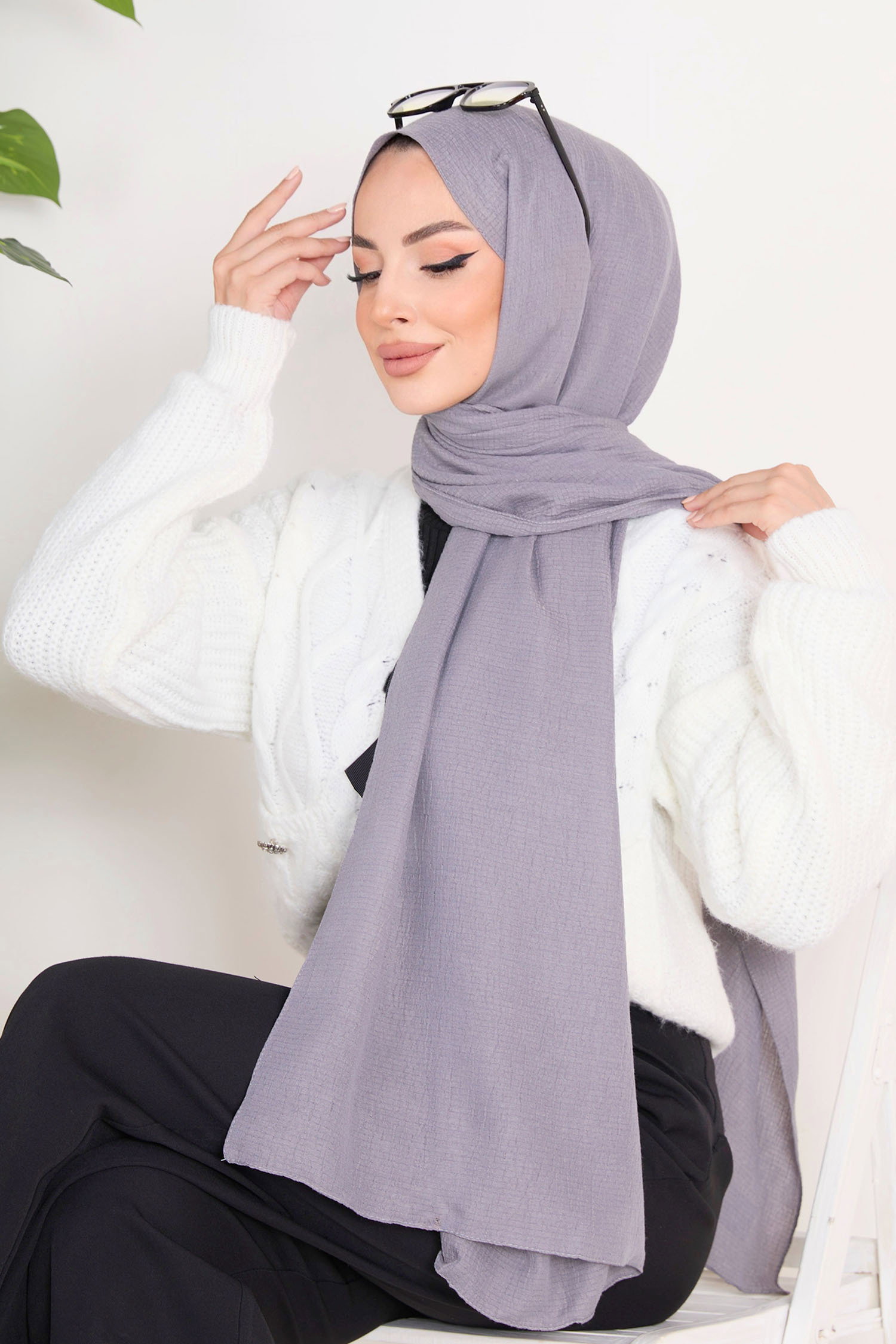 23352-GRI Soft Pamuk Şal - 15