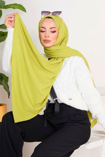 Soft Pamuk Şal Yağ Yeşili - 23352 