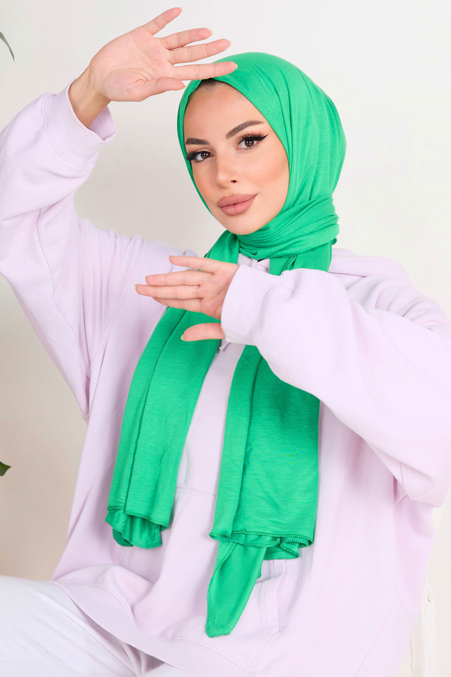 23353-YESIL Penye Şal - 1