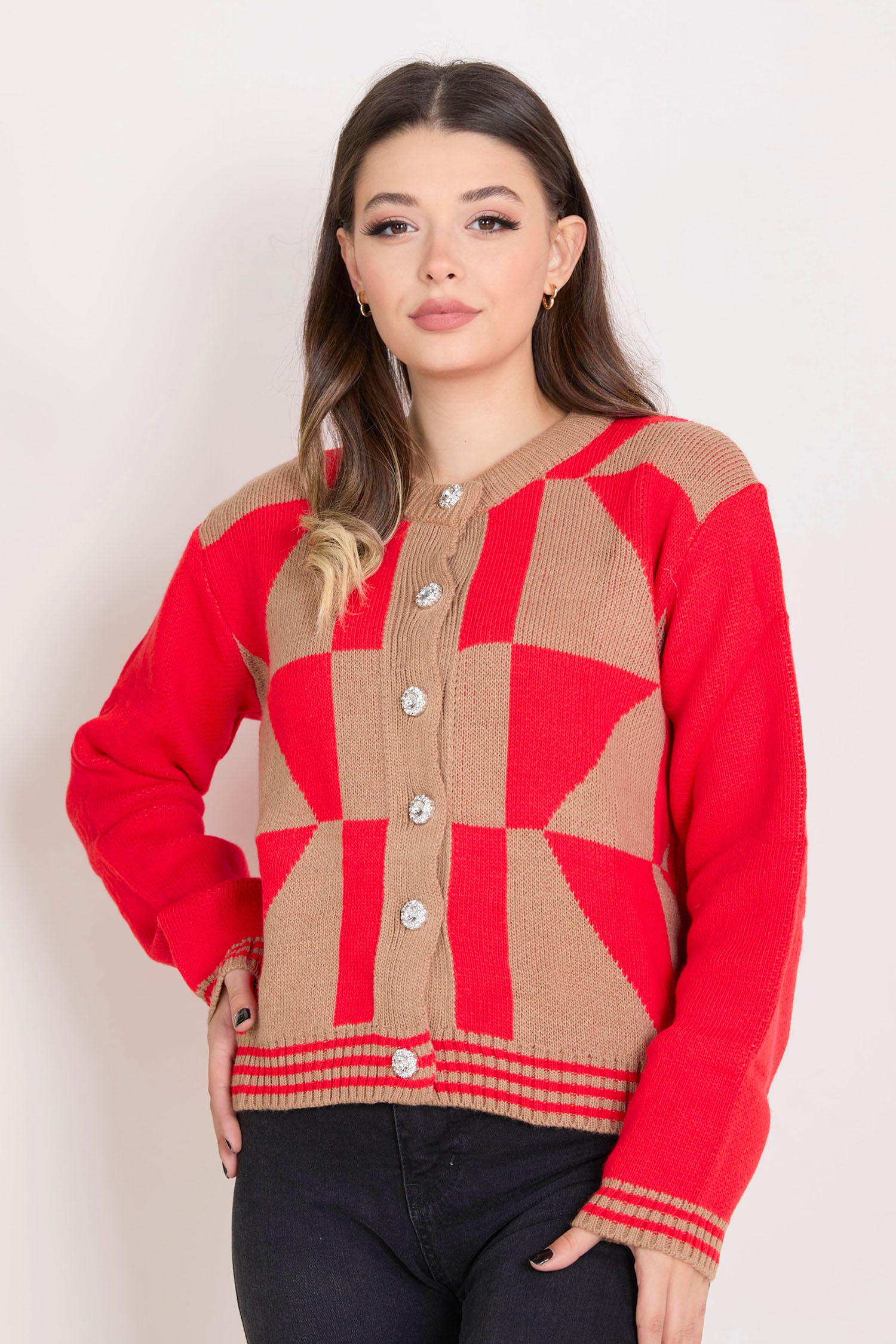 23360-KIRMIZI Triko Hırka - 3