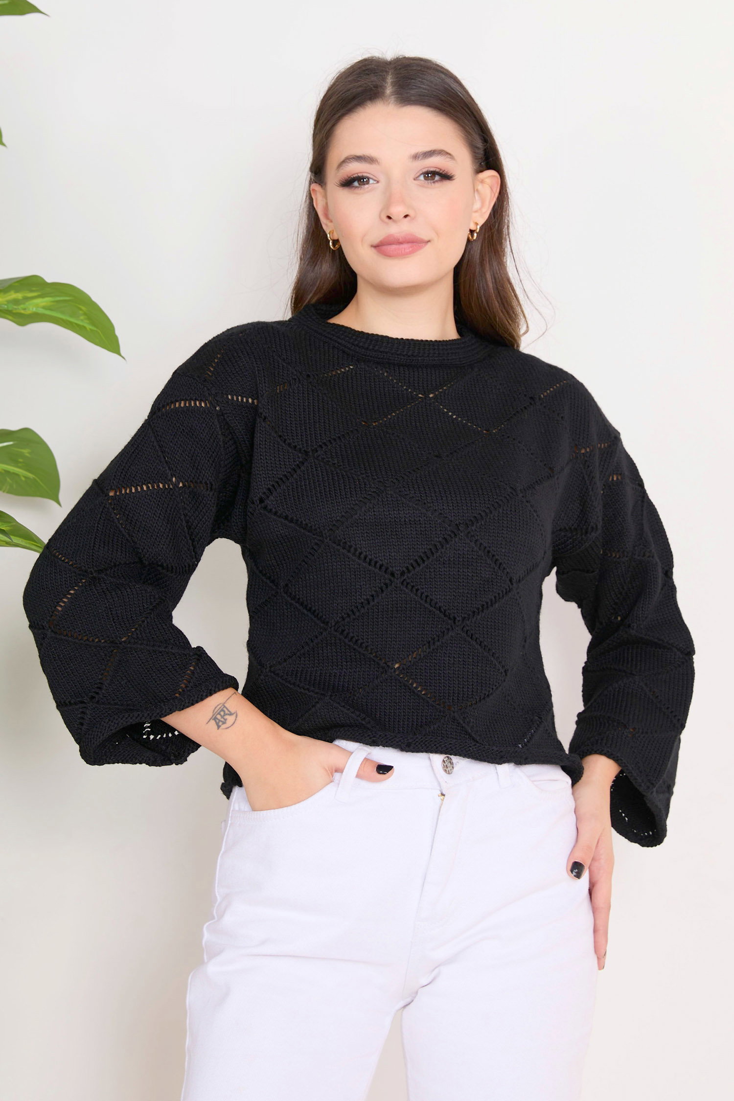 23364-SIYAH Triko Kazak - 4
