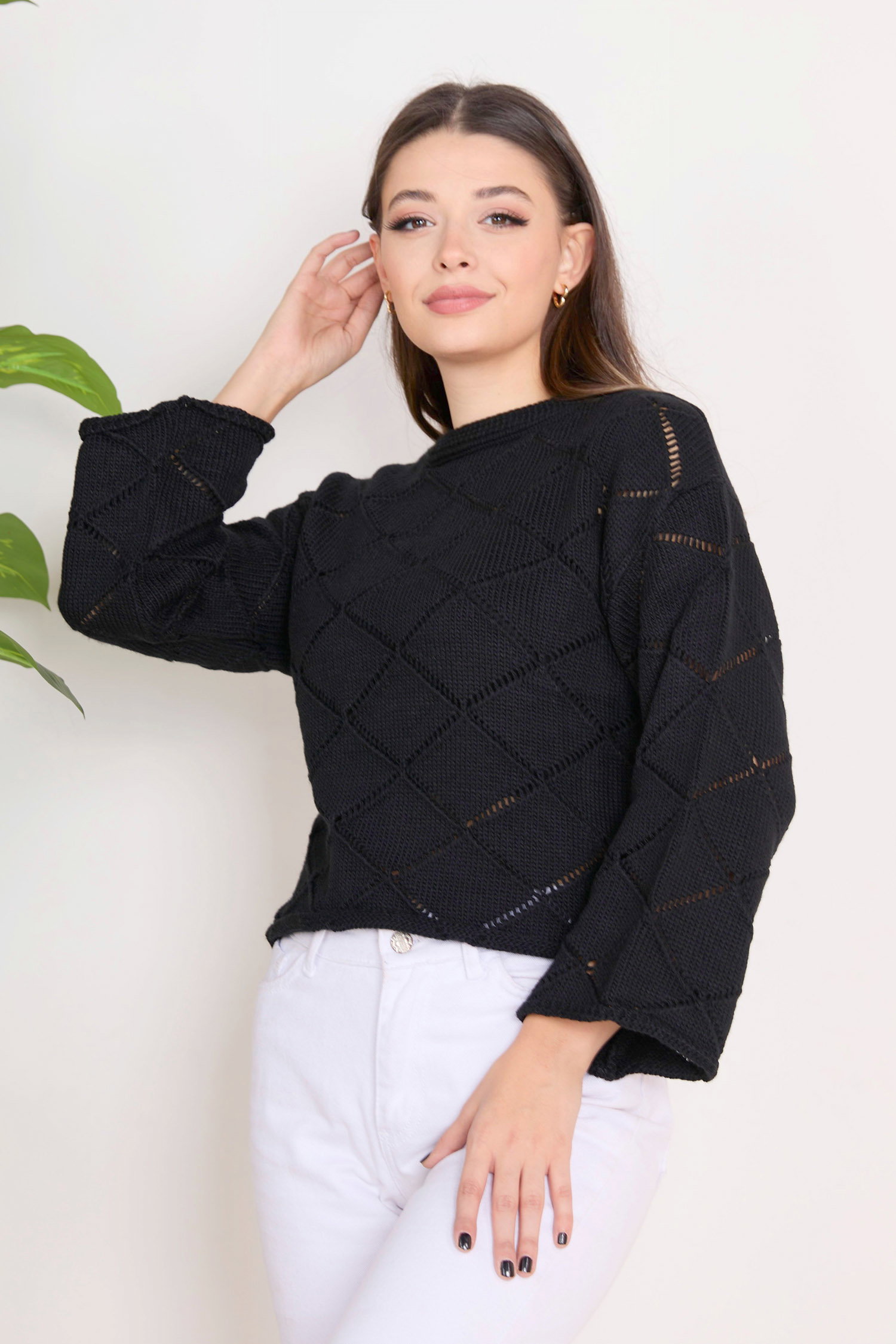 23364-SIYAH Triko Kazak - 5