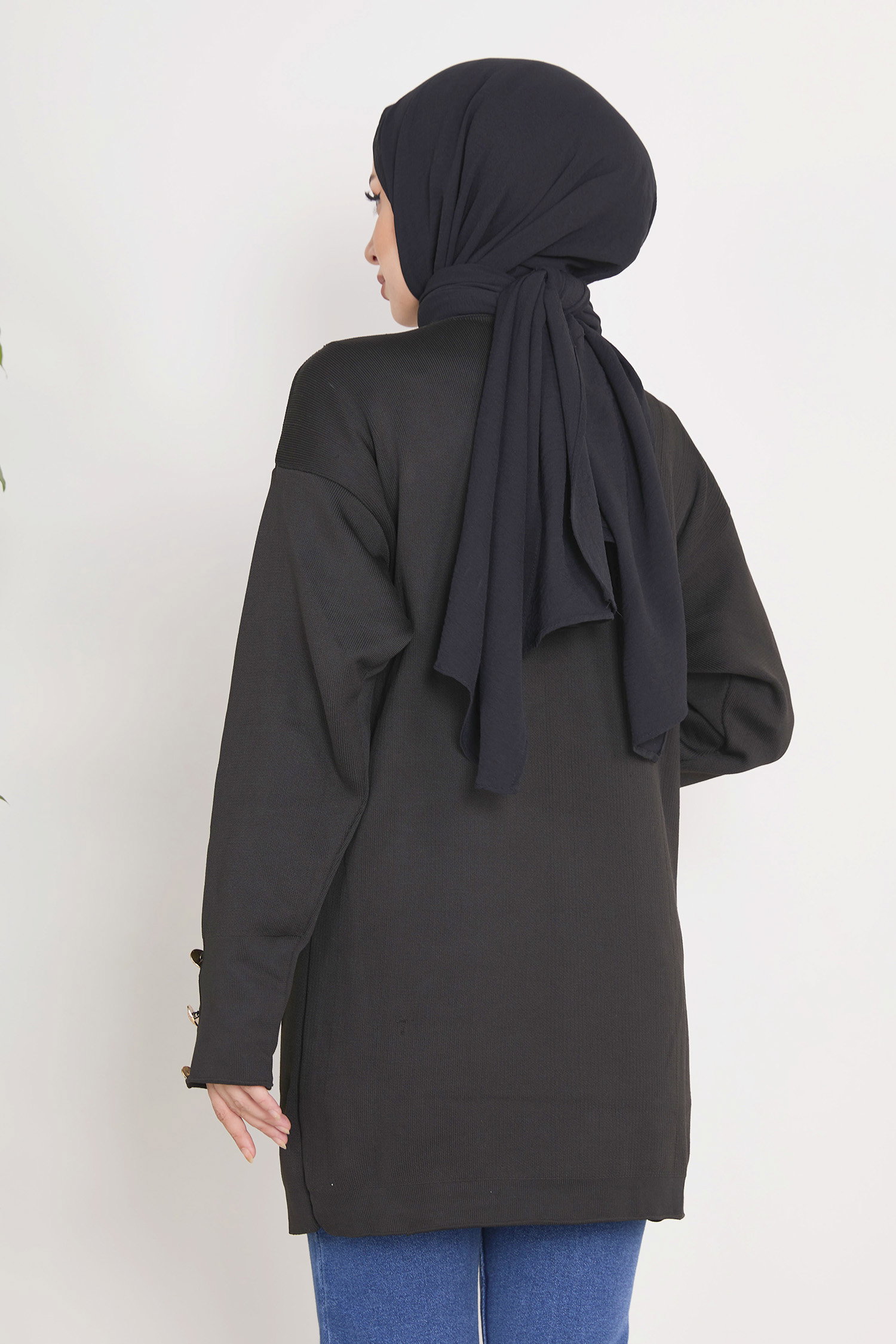 23366-SIYAH Triko Hırka - 5