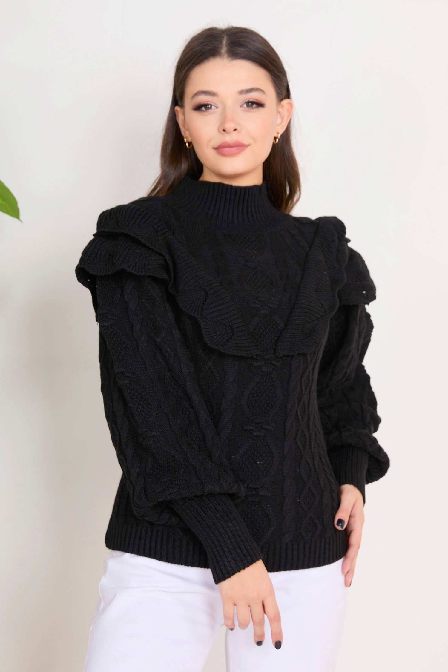 23375-SIYAH Triko Kazak - 1