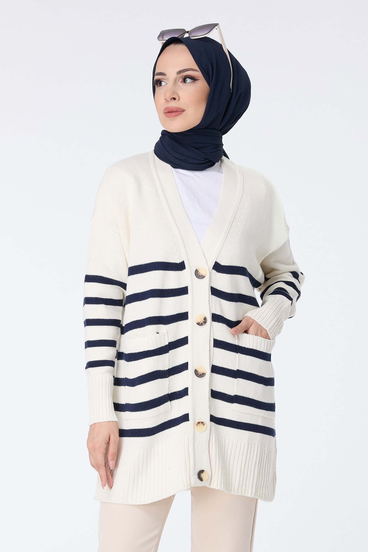 23376-LACIVERT Triko Hırka - 2