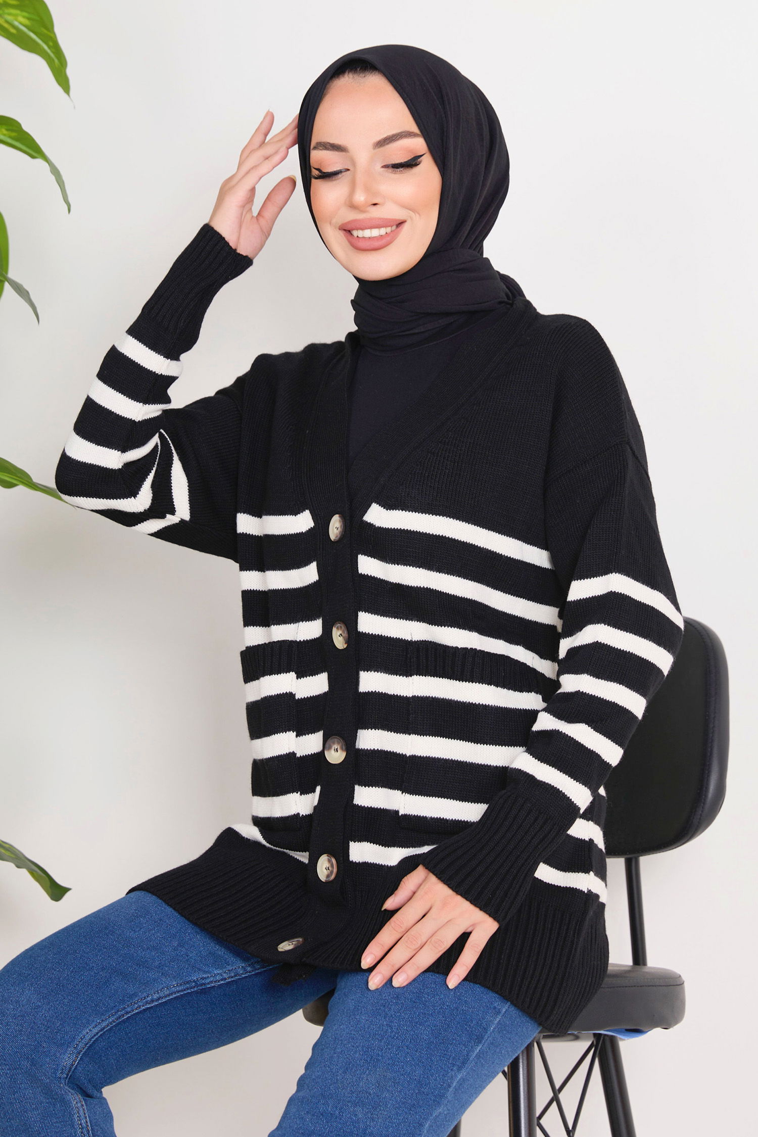23376-SIYAH Triko Hırka - 2